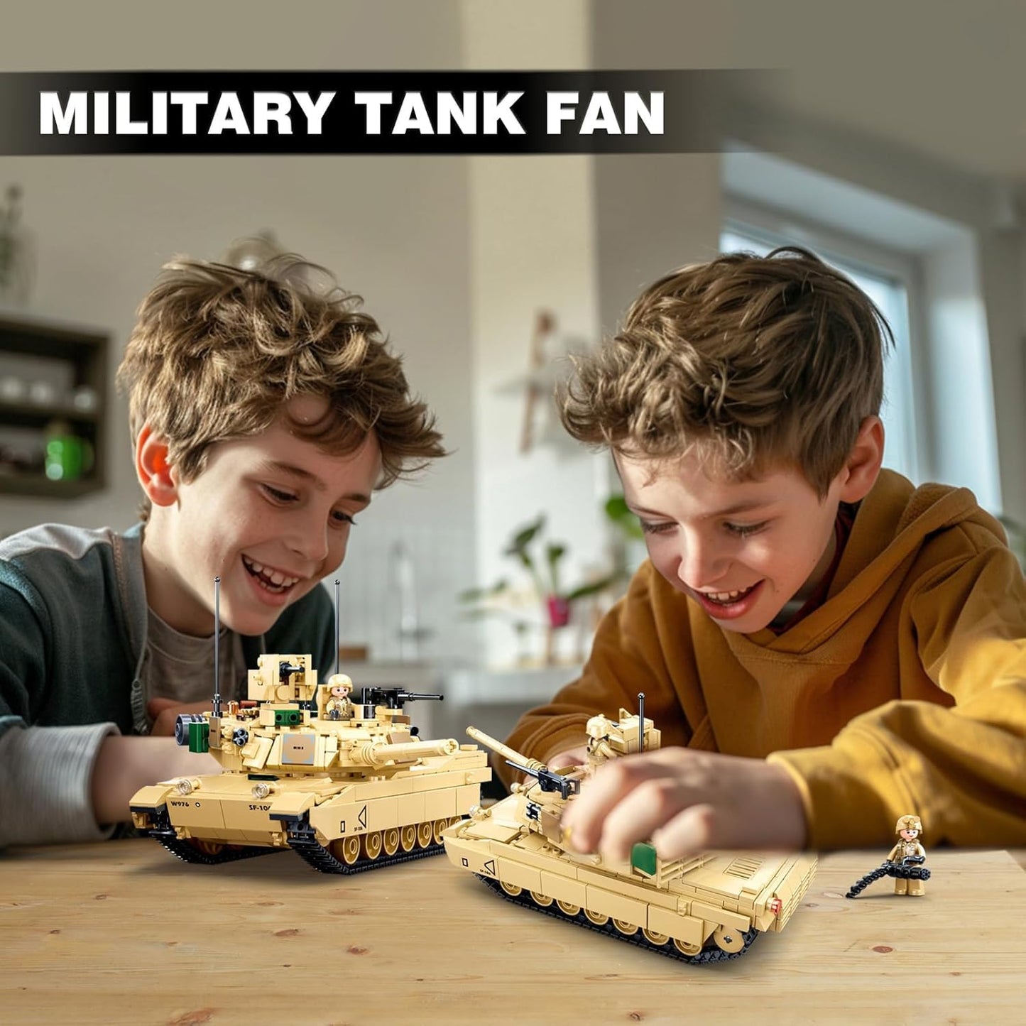 WW2 Army Tank M1A2 Main Battle Tank Military Model Toy Kits, Inspired M1A2 Abrams Brick Building Set, Including 2 Soldier Minifigures, Gifts for 6-12 Year Old Kids, Compatible with Lego, 781 PCS1