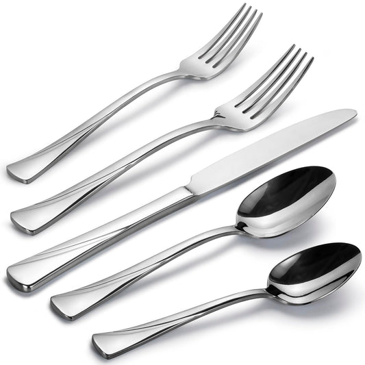 Alata Alice 40-Piece Silverware Set Stainless Steel Flatware Set,Service for 8,Mirror Polished Cutlery Set,Dishwasher Safe