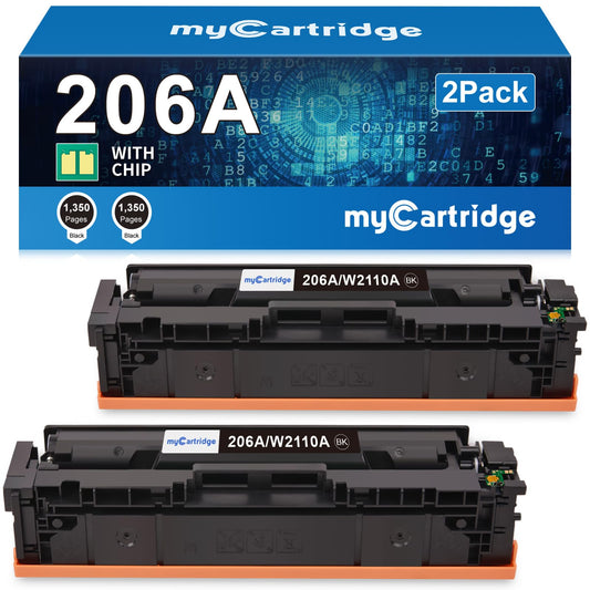 206A Black Toner Cartridge 2 Pack (with Chip) Compatible Replacement for HP 206A 206X for Color Laserjet Pro MFP M283fdw M283cdw M283fdn M282nw M255dw M255nw M283 M255 Printer W2110A W2110X High Yield