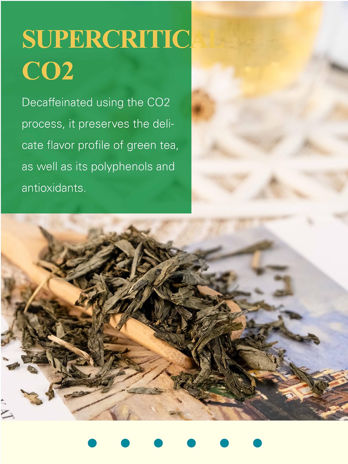 GLDNT Organic Decaf Green Tea, Organic Decaffeinated Green Tea Loose leaf, Delicate & Smooth Flavor, Hot & Iced Tea, 16 Ounce