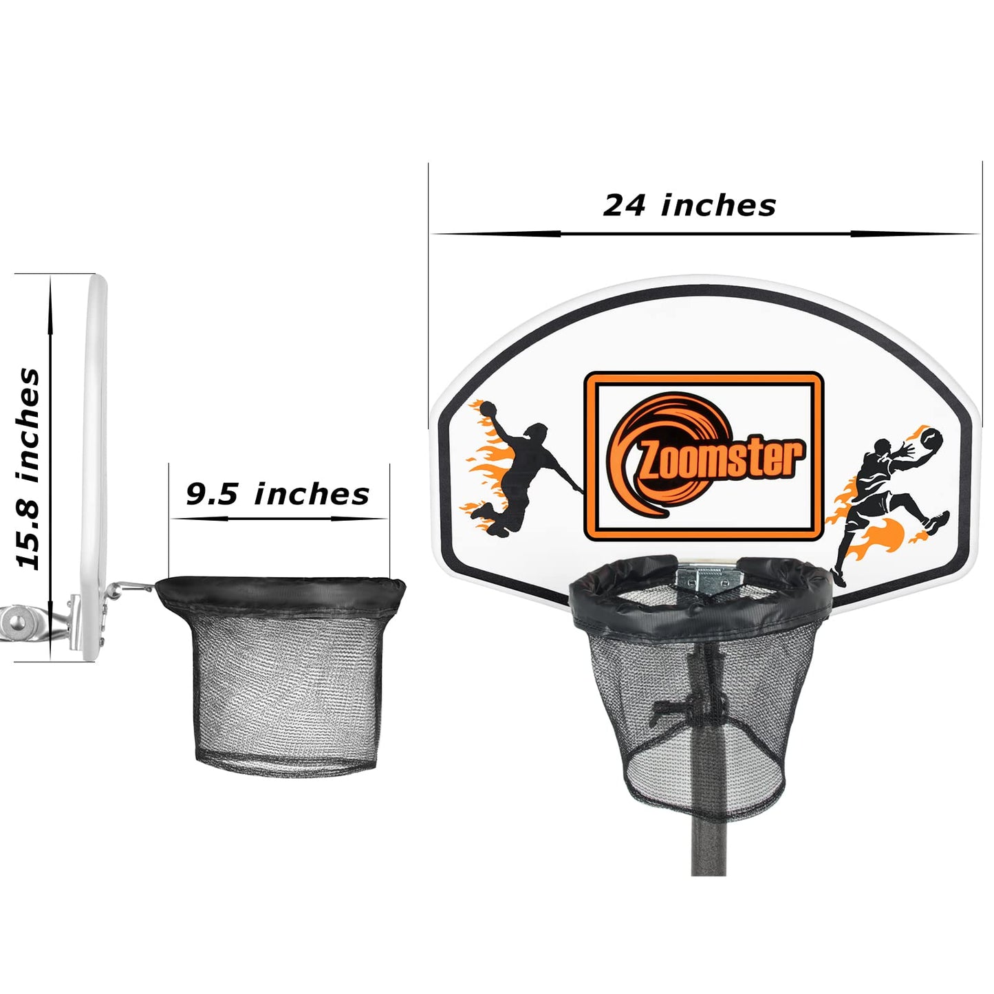 Trampoline Basketball Hoop with Mini Basketball Easy to Install Basketball Hoop for Trampoline Fit for Straight Pole and Curved Pole