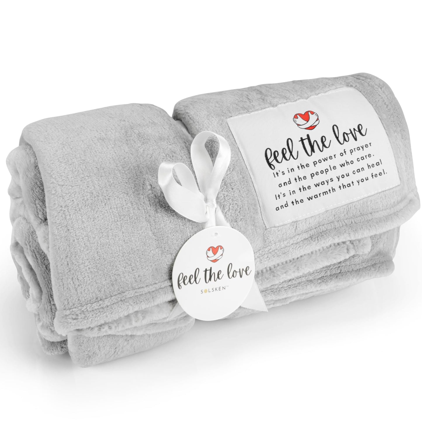 Get Well Blanket - Healing Blanket - Inspirational Blankets for Women/Men - Get Well Soon Gifts - Warm Hugs - Soft Fleece Throw Blanket - Strength - Healing Thoughts (Gray Fleece 50x65)