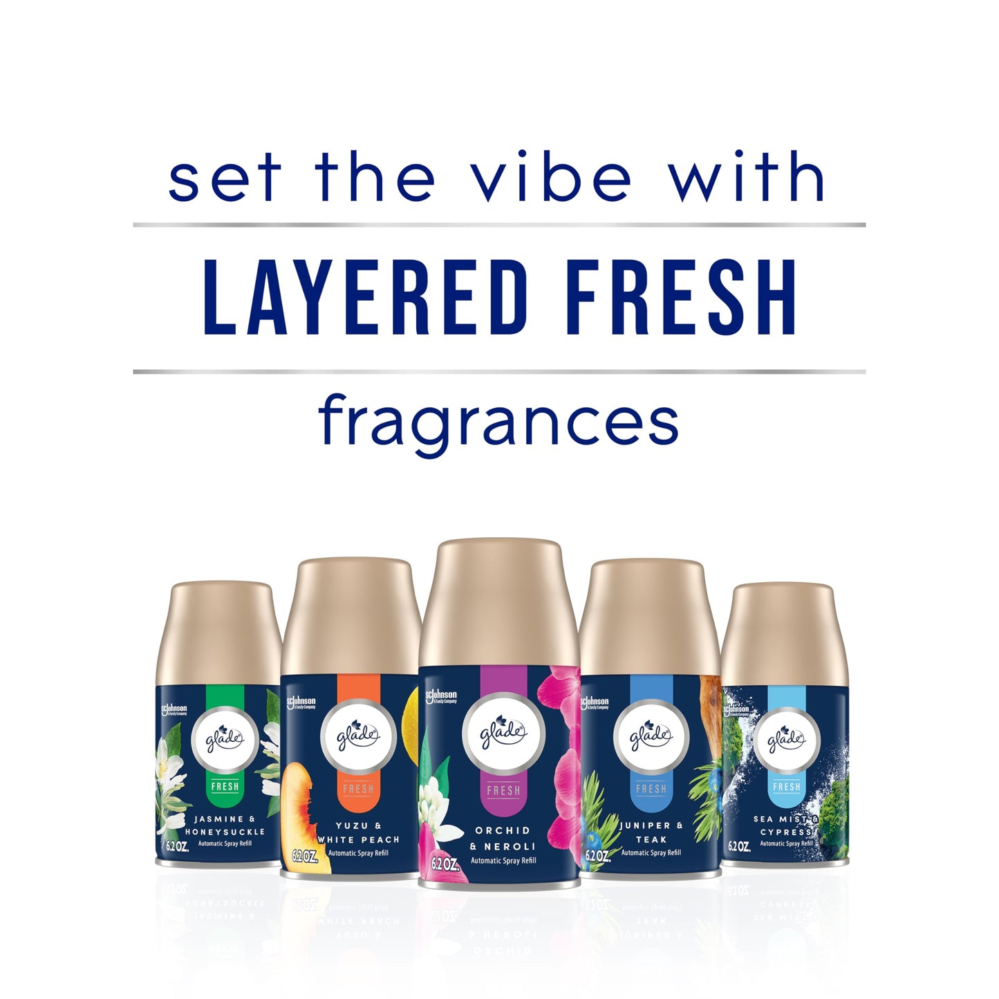 Glade Automatic Spray Refill, Jasmine & Honeysuckle, Scented Air Freshener for Home and Bathroom, 6.2 Oz, 6 Count