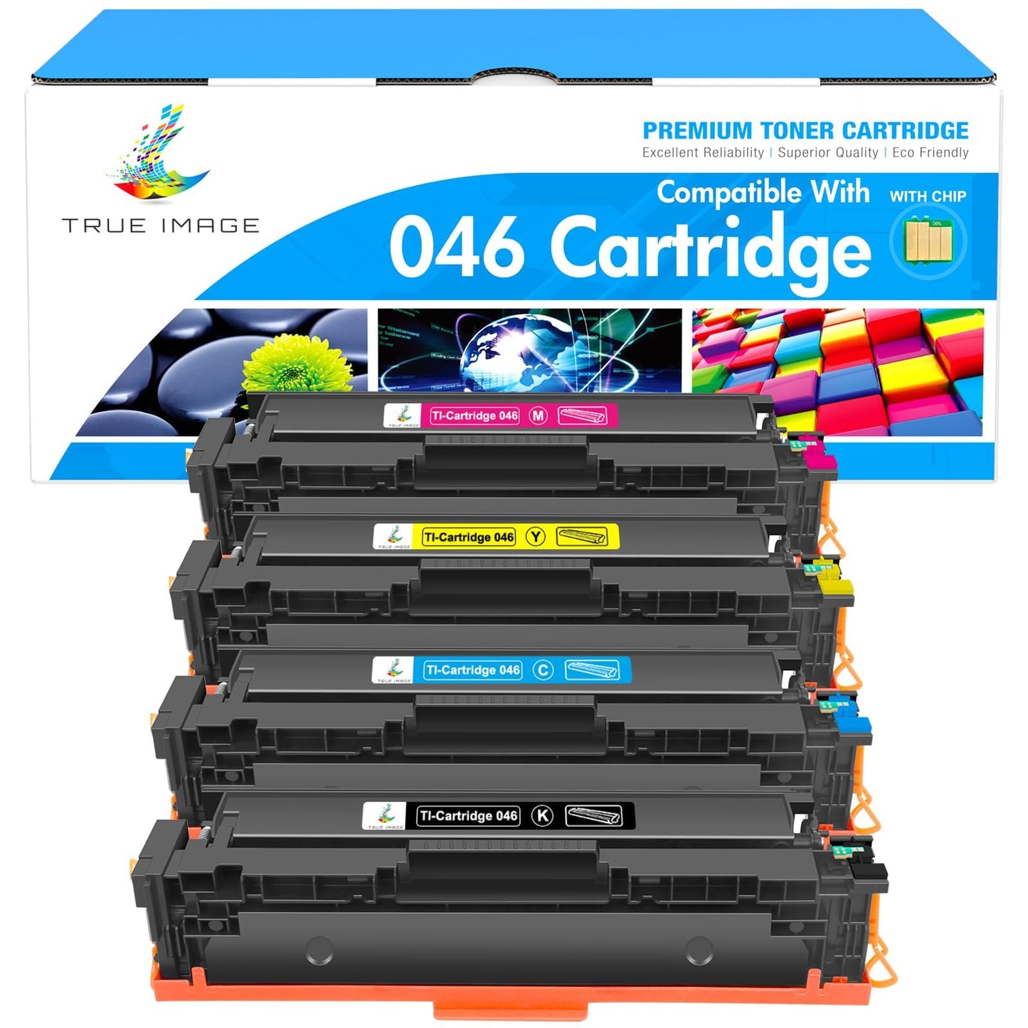 True Image Compatible 046 Toner Cartridge Replacement for Canon 046 MF733Cdw CRG-046 Color ImageCLASS MF733Cdw MF731Cdw MF735Cdw LBP654Cdw MF733 Printer Ink (Black Cyan Yellow Magenta, 4-Pack)