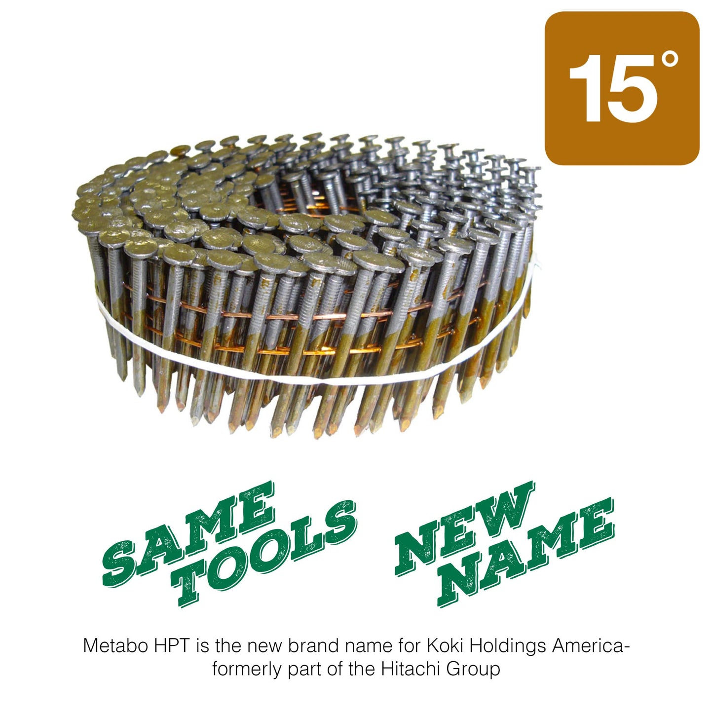 Metabo HPT Siding Nails | 1-3/4 Inch x .090 | 304 Stainless Steel | Wire Coil | Ring Shank | 900 Count | 13350HPT