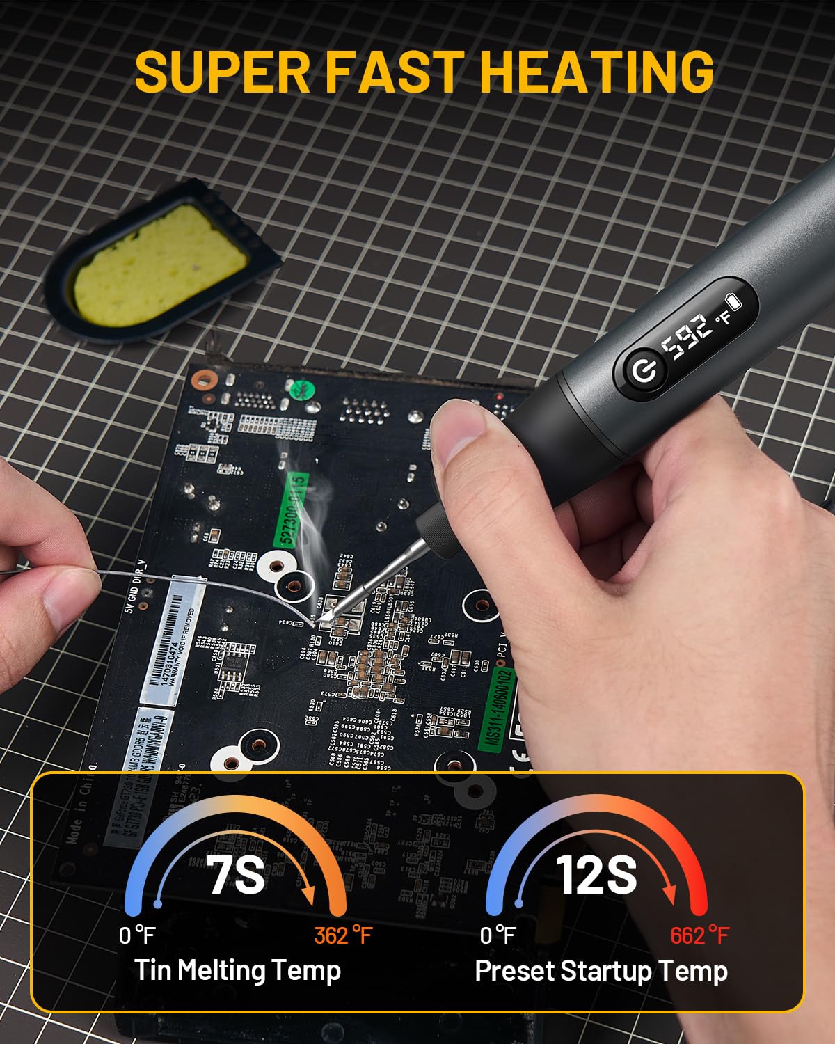 Nefeeko Cordless Soldering Iron Kit, Rechargeable Soldering Iron with Stand, 7s Fast Heating, Auto Sleep/Off, C210 Soldering Iron Tips, Portable Soldering Pen Soldering Gun Kit for Electronics Repair