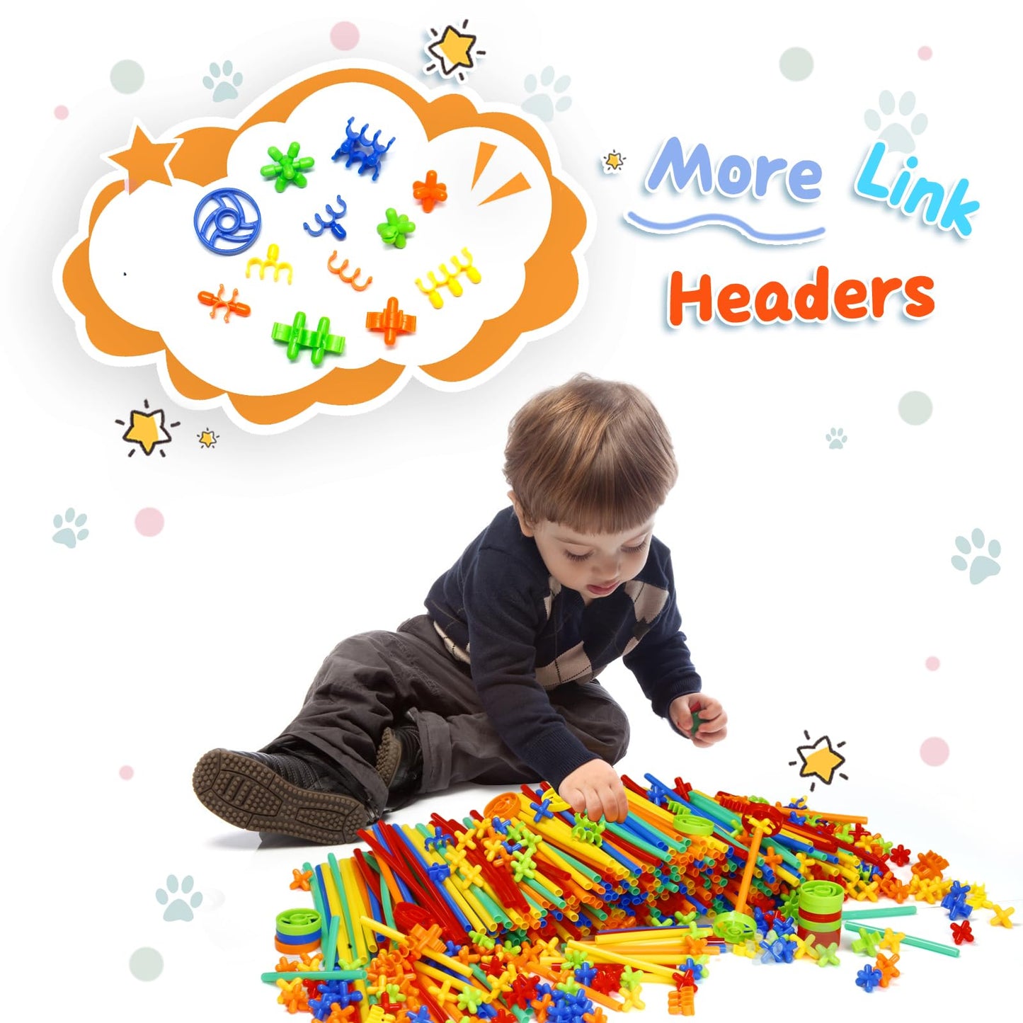Ggiibro Straw Constructor Toys STEM Building Toys 1200Pcs Toys Aged for 3 4 5 6 7 8+ Interlocking Plastic Toys Engineering Toys Thin Tube Blocks Toy Educational Toy Kit for Classroom Kids Toys Set