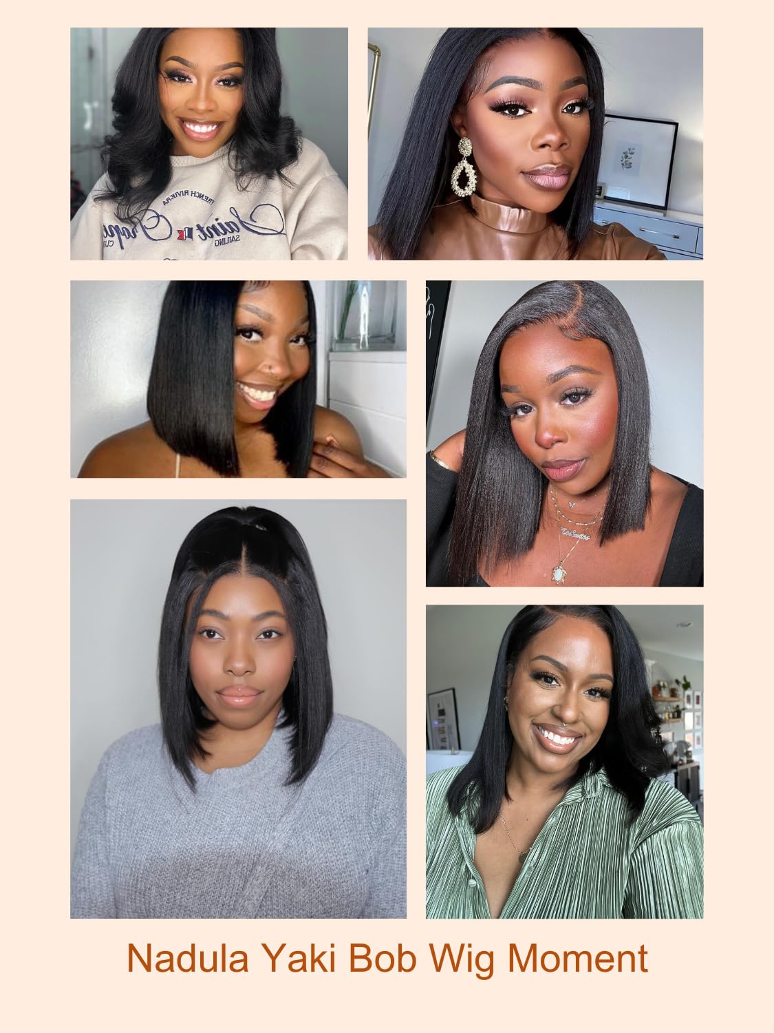 Nadula Bye Bye Knots Yaki Straight Bob Glueless Wig Pre Cut/Plucked/Bleached 7x5 Lace Front Wigs Human Hair Invisible Knots Pre Everything 3S Ready to Go Short Yaki Bob Wigs 150% Density 10inch