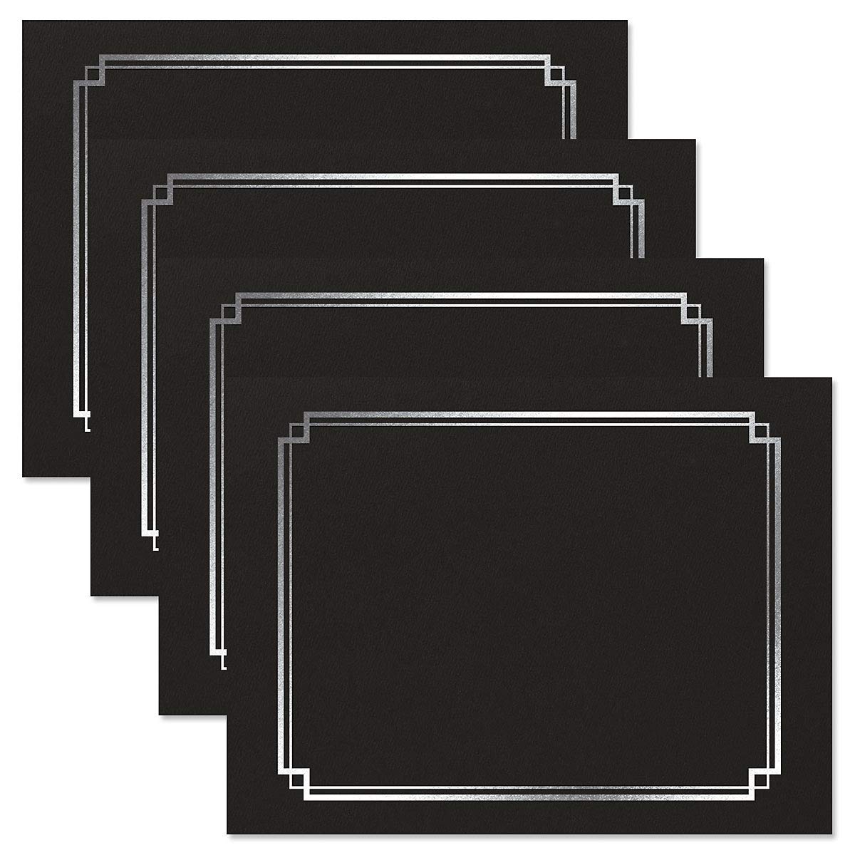 Classic Black and Silver Foil Certificate Folders - Pack of 50, Linen Cover 80 lb. Stock, Folded, Die-Cut Corners, for Office, Business Awards, Graduation, School Diploma Holder, 9-1/2" x 12"