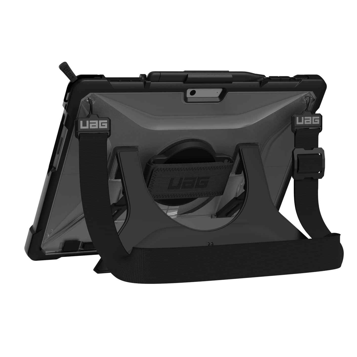 URBAN ARMOR GEAR UAG Designed for Microsoft Surface Pro 11/10/9 Case with Built-in Kickstand Hand & Shoulder Strap Pen Holder Compatible with Type Cover Keyboard Rugged Protective Cover, Plasma Ice