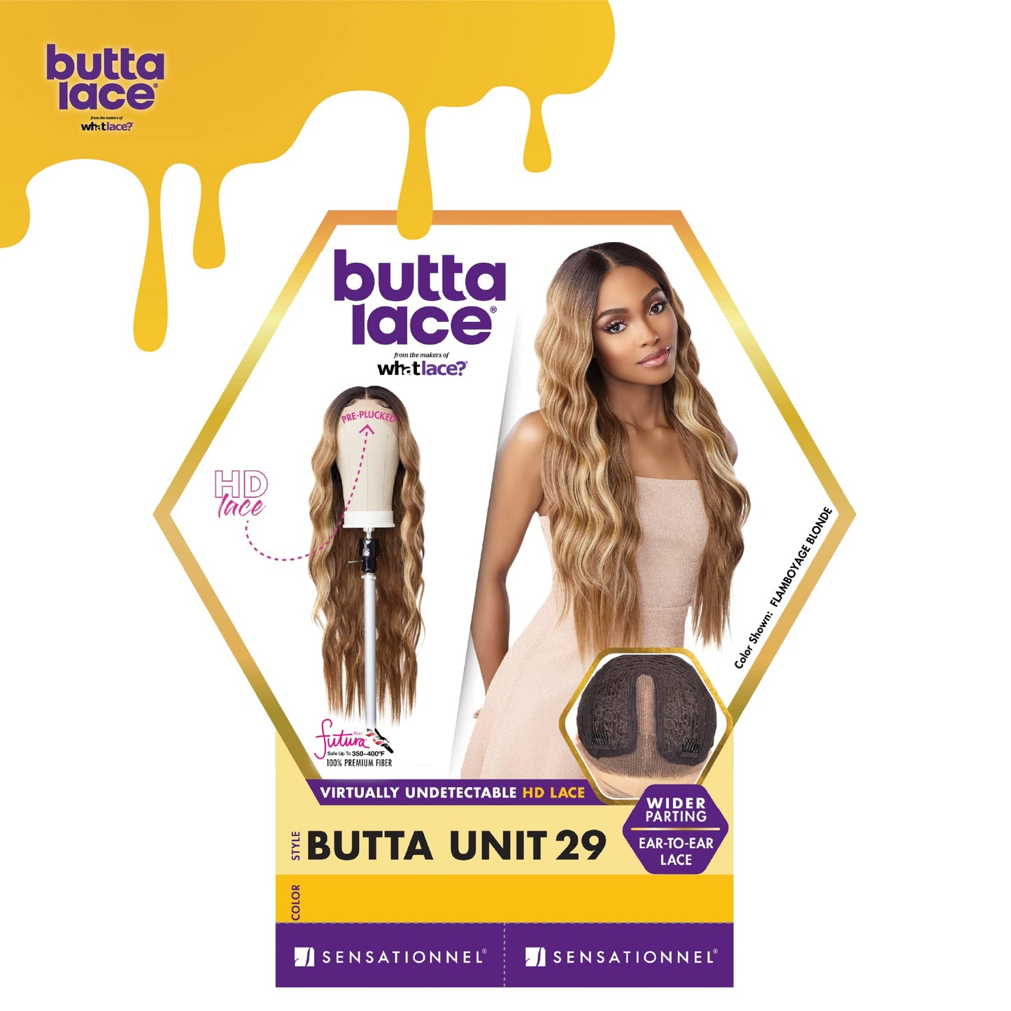 Sensationnel Butta Lace Front Wigs - Butta unit 29 extra wide 5 inch deep part synthetic wig preplucked hairline HD lace with Babyhair - Butta unit 29 (FLAMBOYAGEBLONDE)