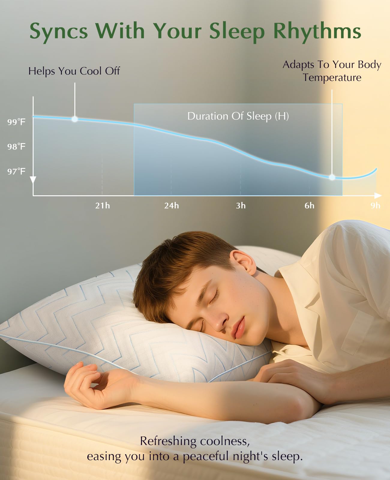 DIORIS Pillows Queen Size Set of 2, Cooling Bed Pillows for Sleeping, Breathable Down Alternative Microfiber Fill, 18 x 29 Inches, Medium Soft for Back Side Stomach Sleepers, Hypoallergenic