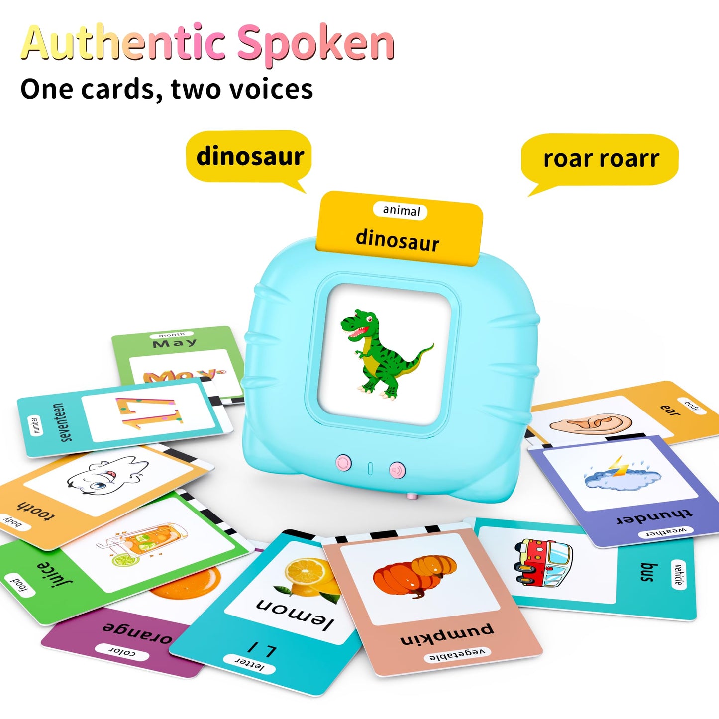 Eaever 520 ABC Sight Words Talking Flash Cards with Number/Shapes/Letters/Colors, Etc, Toddler Language Learning Toys for 2-6 Year Old Boys and Girls, Xmas/Birthday Gift, Blue