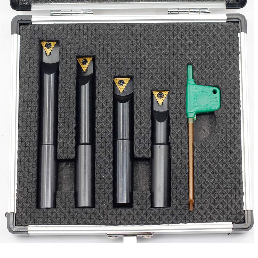 OSCARBIDE 1/2"Round Shank Boring Bar Set,90 Degree with Indexable Carbide Inserts TCMT21.51(TCMT110204),4 Pieces/Set