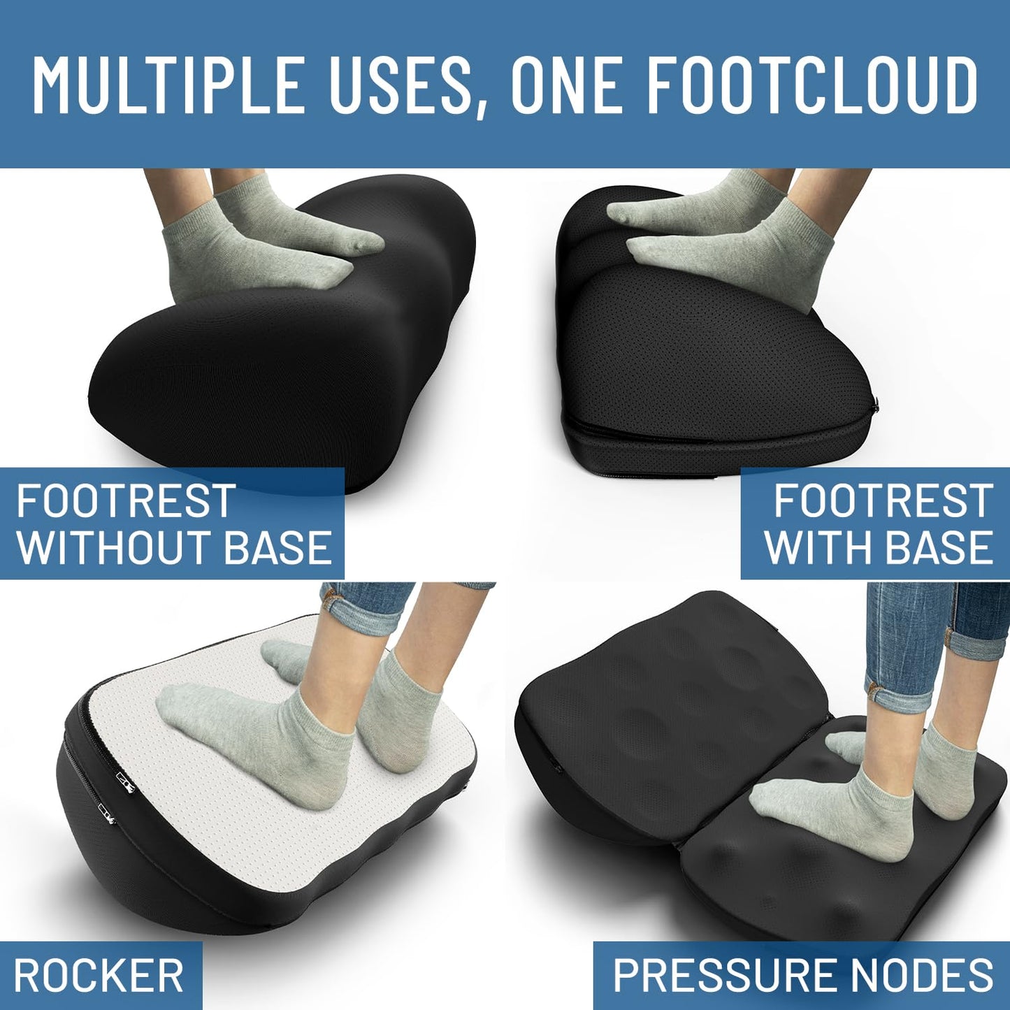 Elevate Series by Everlasting Comfort Adjustable Cloud Foot Rest for Under Desk at Work with Pressure Point Nodes - Comfortable Memory Foam Office Foot Stool & Desk Pillow, Gaming & Home Accessories