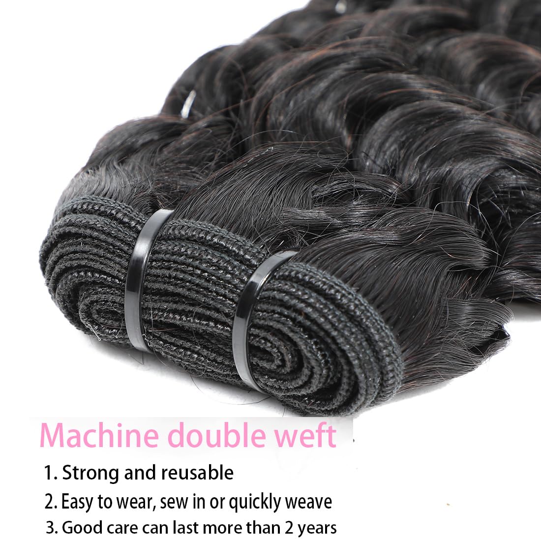 Chikamlty Deep Wave Bundles Human Hair 16 18 20 Inch Deep Curly Bundles 12A Grade 100% Unprocessed Brazilian Virgin Hair Wet and Wavy Bundles Double Weft Natural Black Color