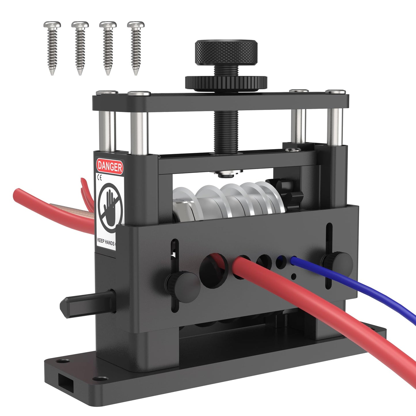 Tanfix PRO Wire Stripper Machine W / 6 Channels & 5 Carbide Blade, Φ0.06-0.65'' Upgraded & Aluminum Frame Drill Powered Wire Cable Stripper, Efficient recycling of Copper Wire