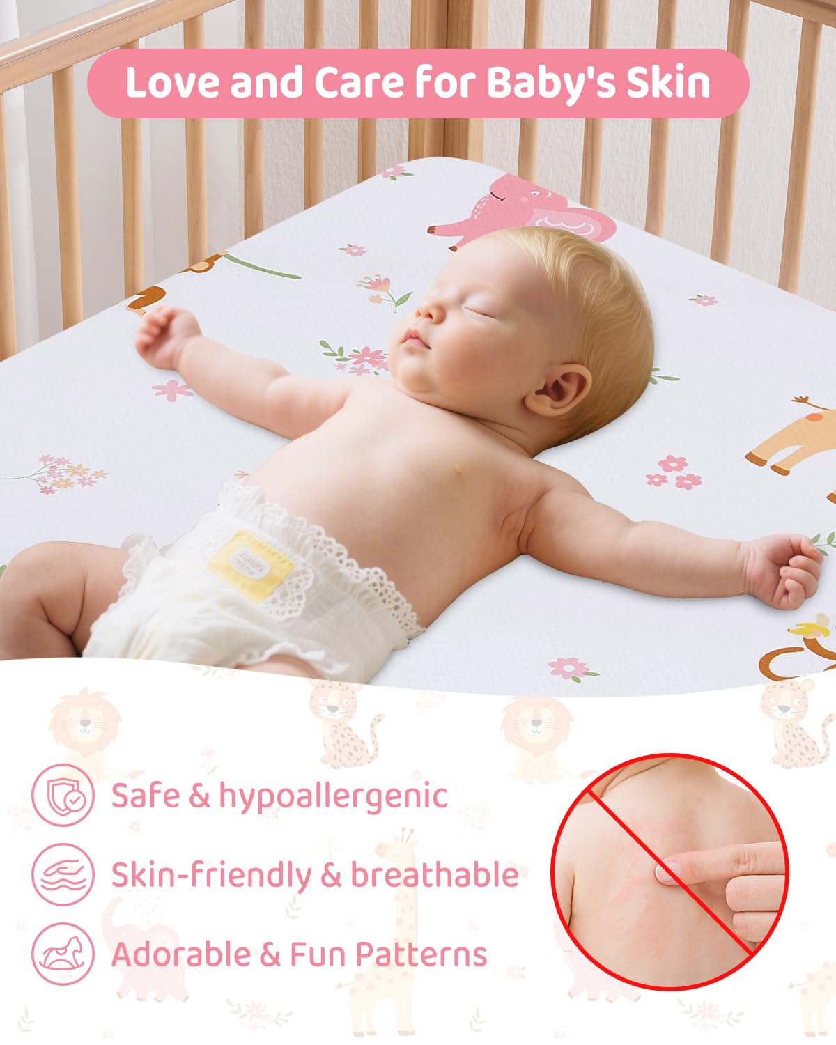 lasoftan Pack and Play Mattress - 38" x 26" Soft Mini Pad Breathable Portable Mattres Waterproof & Washable Perfectly fits Pack n Play