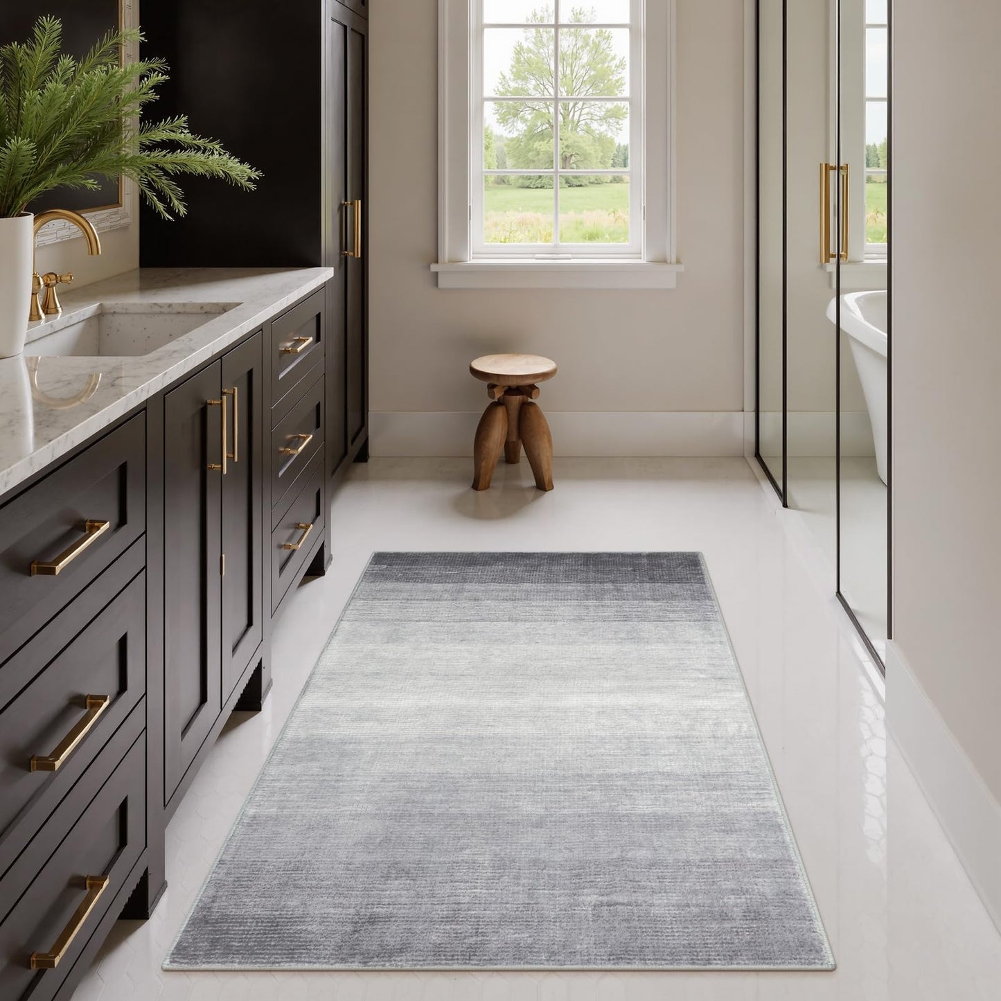 Wonnitar 4x6 Washable Grey Rug for Bedroom, Modern Ombre Area Rug for Living Room, Non-Slip Stain Resistant Entryway Throw Mat, Non-Shedding Low Pile Floor Carpet for Bedside Mudroom (Grey, 4'x6')