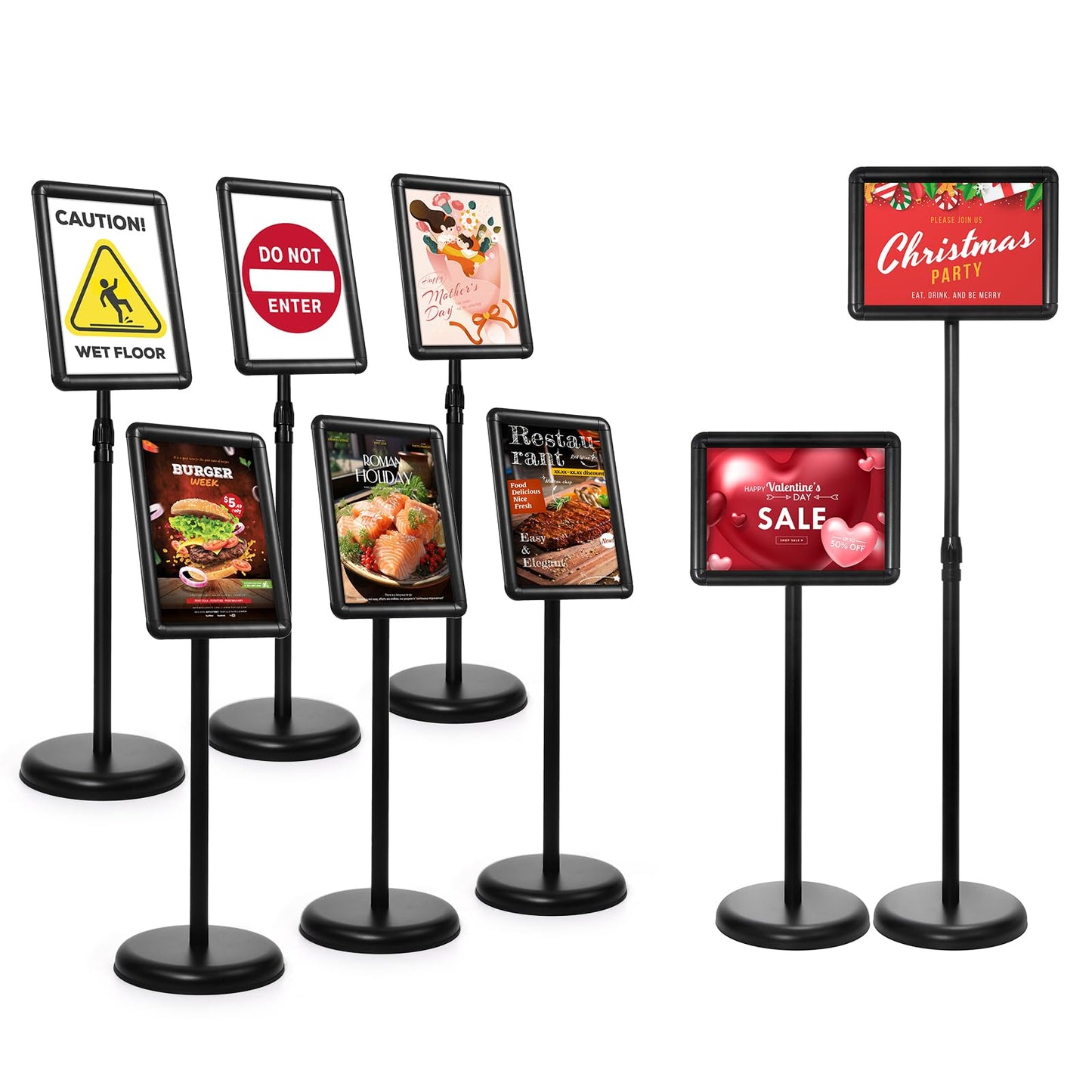 Dyna-Living Sign Stands for Display 8.5 x 11 Inch, 8 Packs Adjustable Sign Holder Stands, Pedestal Sign Holder with Heavy Duty Base for Sign Standing Display, 360° Rotation Floor Standing Sign Holder