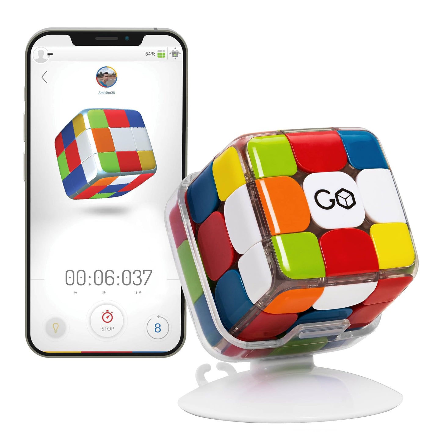 GoCube Edge, The Connected Electronic Bluetooth Cube - Award-Winning 3x3 Magnetic Speed Cube - App Enabled Interactive Smart Cube - Best Gift for Kids & Adults - STEM Brain Teaser Puzzles - Free App