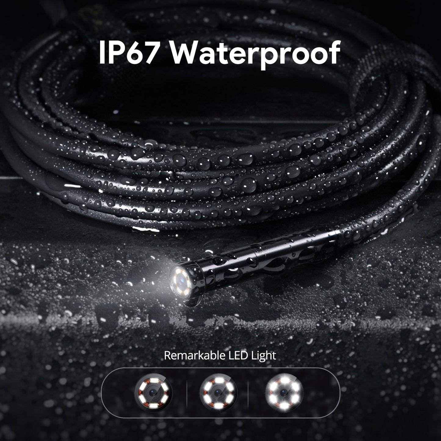 DEPSTECH Dual-Lens Endoscope with Light, 1080P HD Borescope, 16.5FT Flexible Sewer Camera, IP67 Waterproof Plumbing Snake Camera