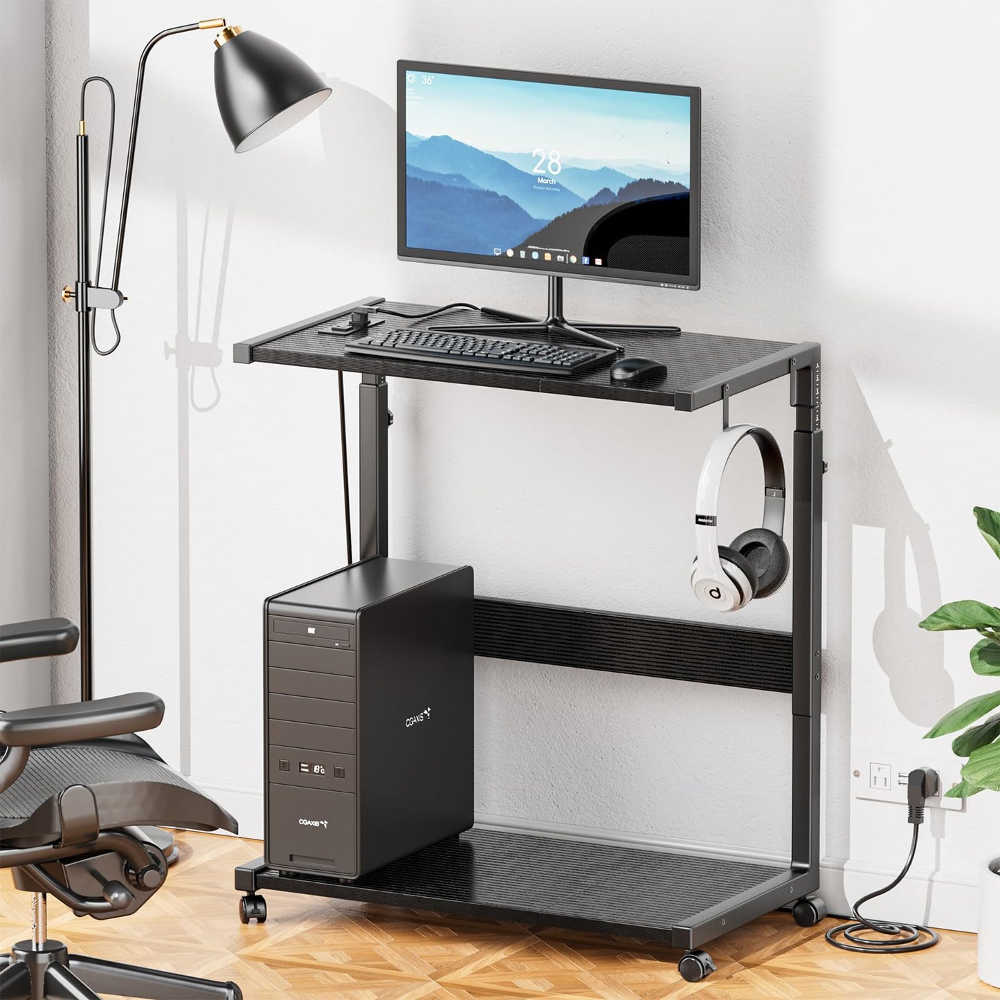 JANE EYRE Adjustable Gaming Computer Tower Stand: 15-Level Height