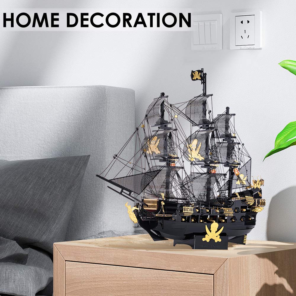 Piececool 3D Metal Puzzles for Adults, Red Queen Anne's Revenge Pirate Ship Model Kits, 3D Watercraft Model Building Kit, DIY Craft Kits Difficult 3D Puzzles for Family Time