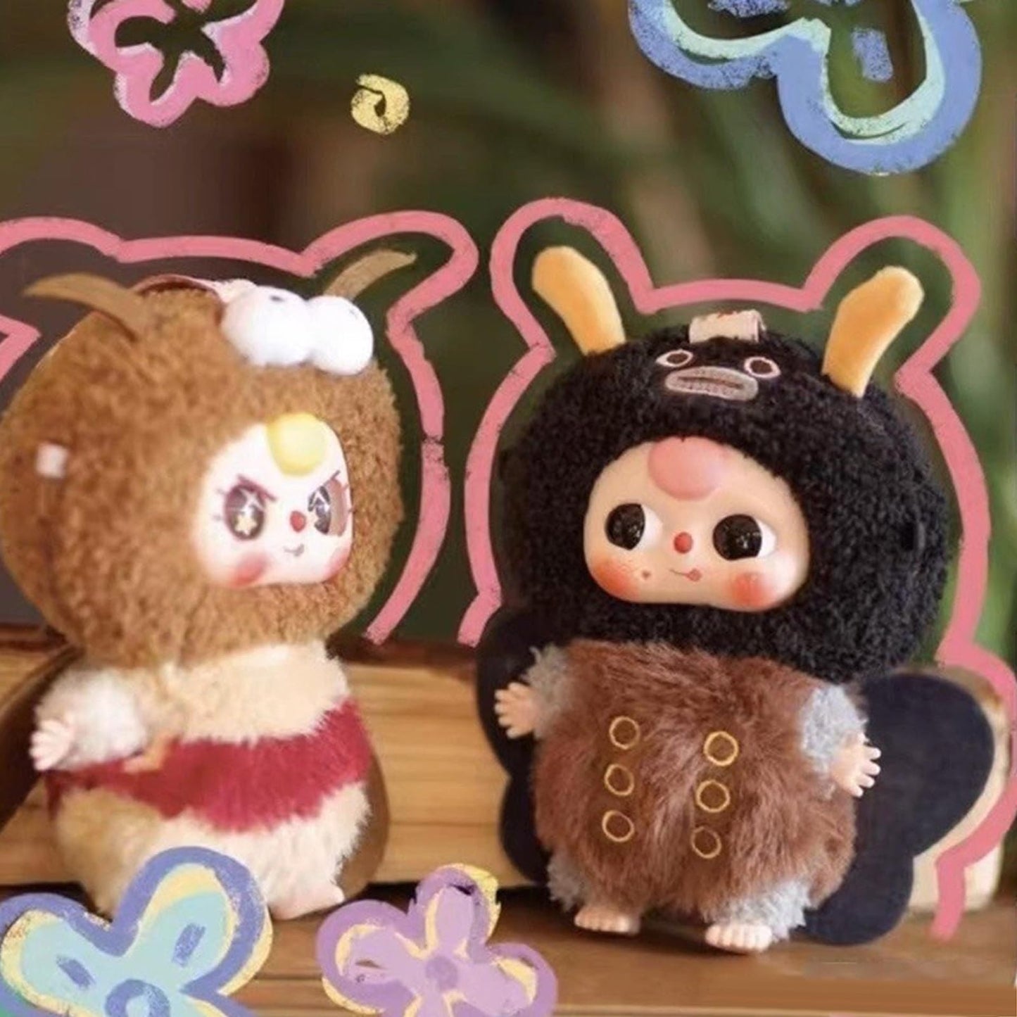 Meokro Baby Three Little Elf Series Animal Elements Plush Doll, Cute Soft Stuffed Toys Pendant Keychain Trendy Blind Box Gifts