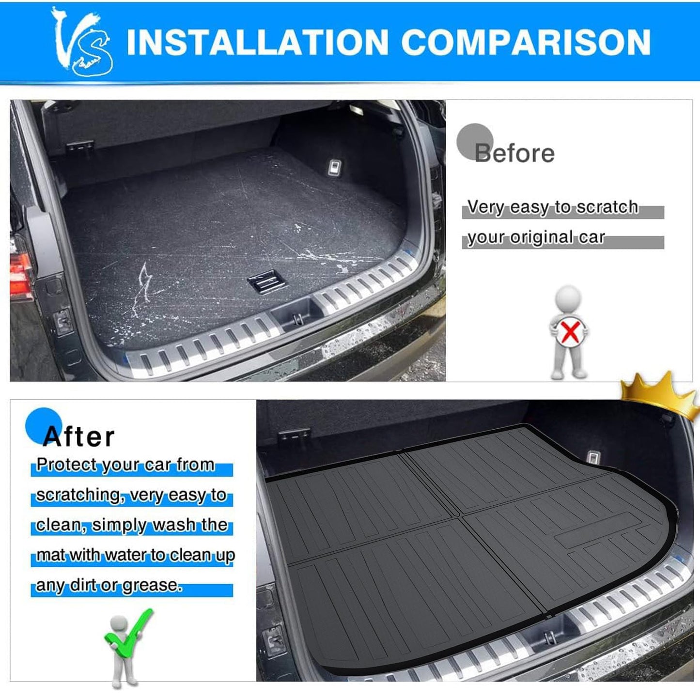 Powerty Trunk Mat for 2015-2020 2021 Lexus NX200t NX300 NX300h Accessories Cargo Mats TPO All Weather Cargo Liner Heavy-Duty Trunk Liners