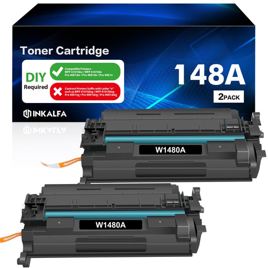 148A Toner Cartridge Black 2 Pack Compatible Replacement for HP 148A 148X W1480A W1480X for HP Laserjet Pro 4001dw 4001dn 4001n MFP 4101fdw 4101fdn Printer High Yield Ink