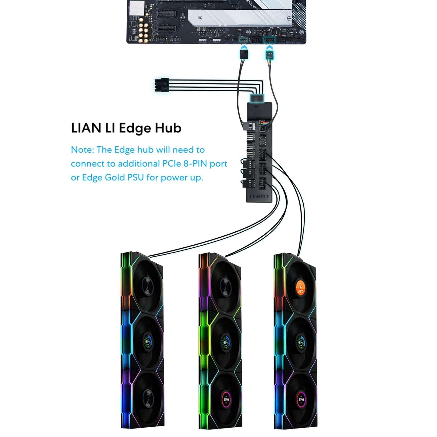 Lian Li UNI Fan TL - Wireless 120 - Triple Pack - 2.4 GHz Wireless Signal RGB & PC Case Cooler Fan Control - Daisy Chain & Infinity Mirror Design - Controller Included and Required - Black (12TL1W3B)