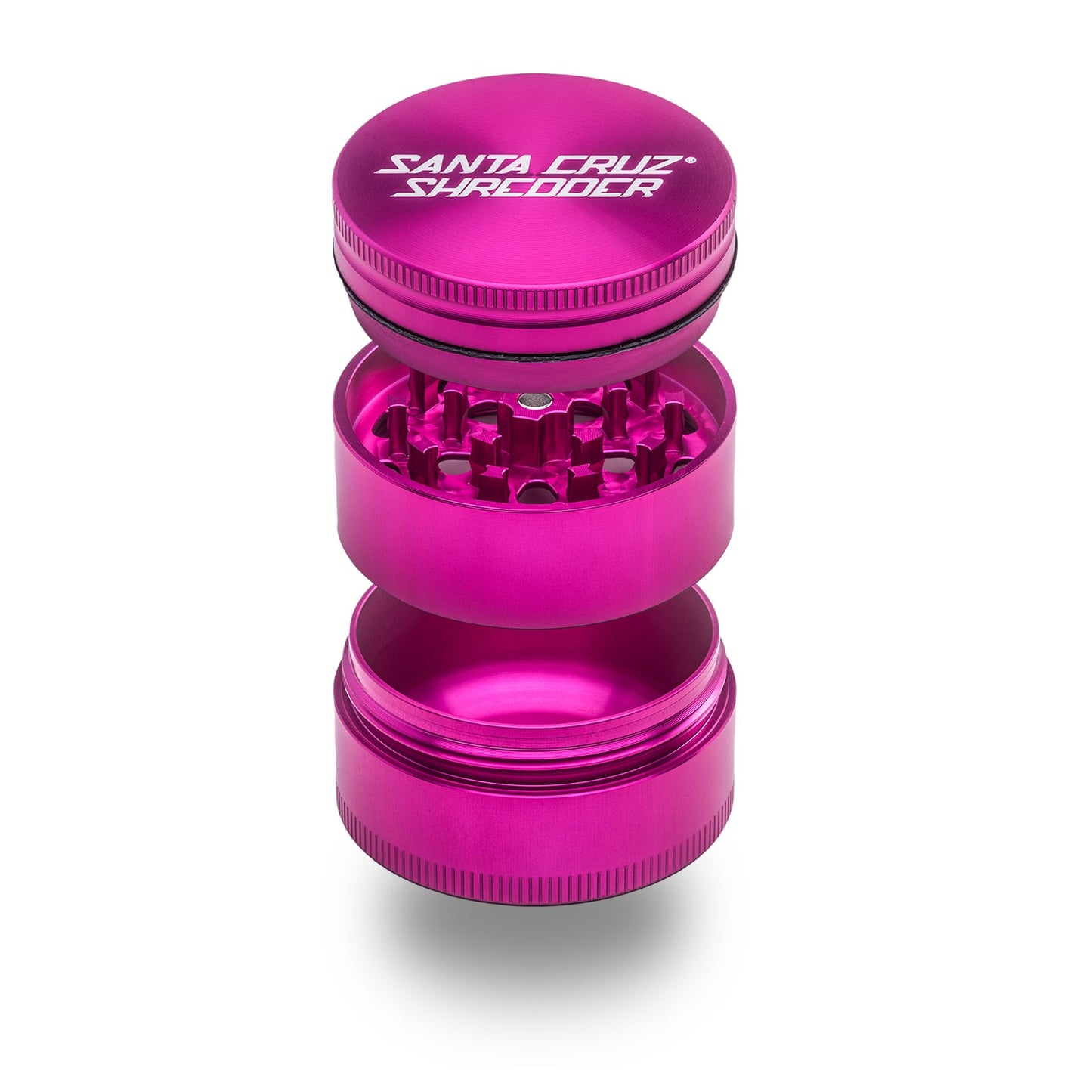Santa Cruz Shredder Metal Spice Grinder Knurled Top for Stronger Grip 3-Piece Medium 2.2" (Pink)