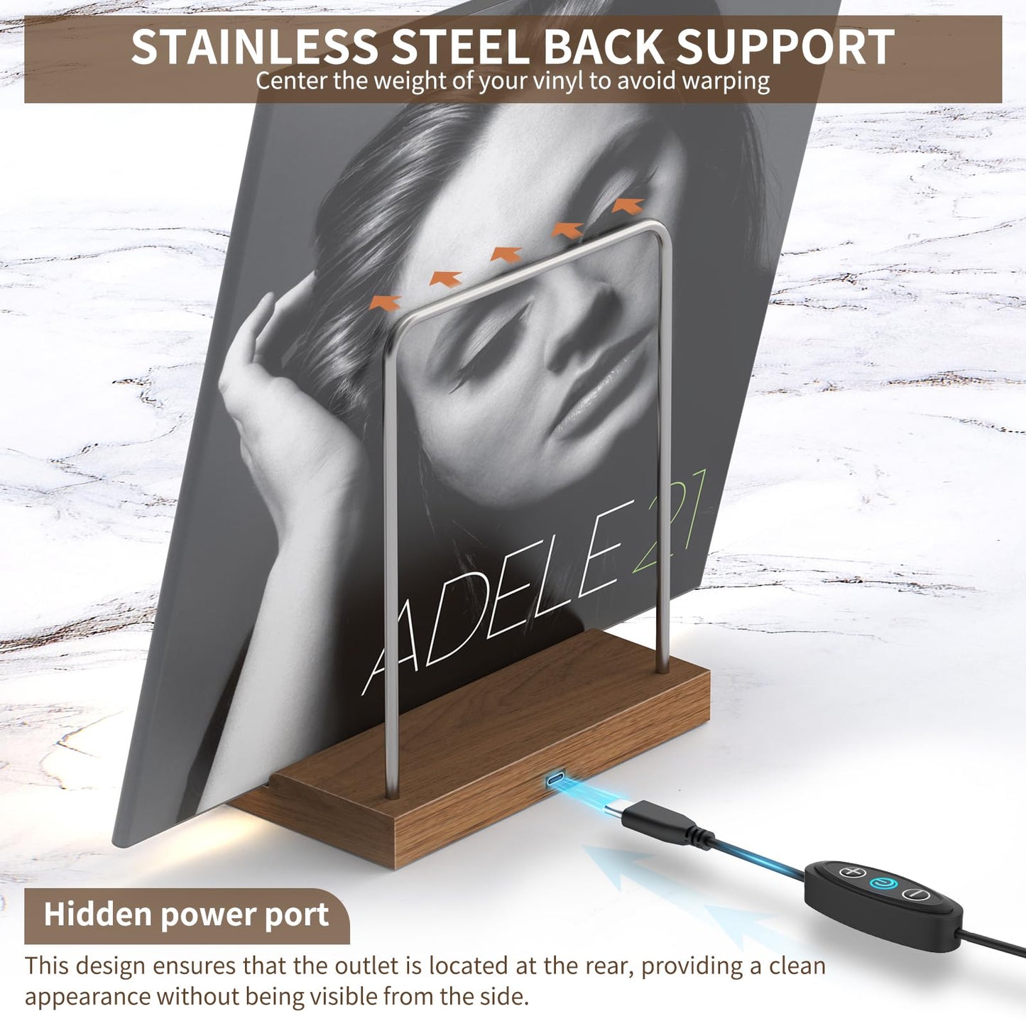 KORRTFID Now Playing Vinyl Record Stand, Vinyl Record Holder, Light Up Vinyl Record Display Stand, Vinyl Record Holder for Albums, Warm White Light with Fingerprint-Proof Acrylic Letters