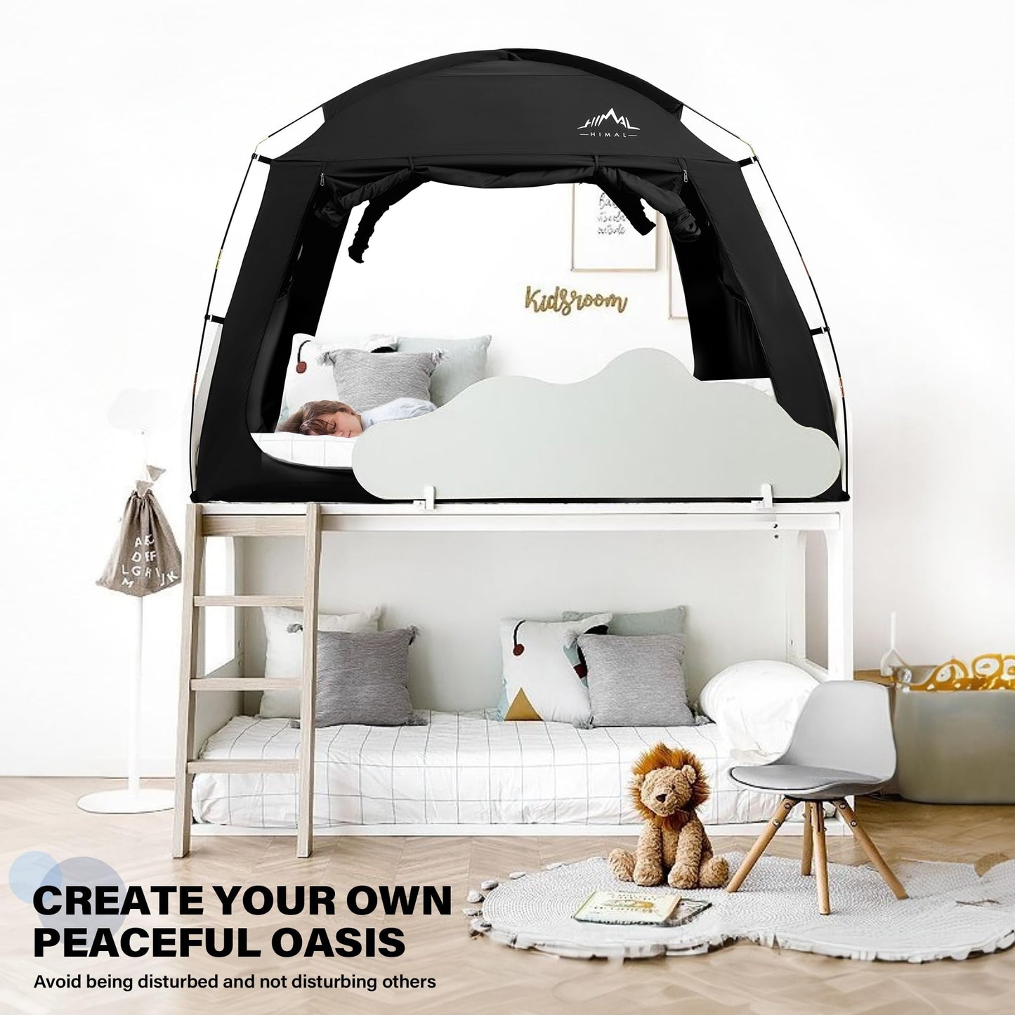 uniHimal Bed Tent for Adult and Kids,Indoor Portable Light Reducing Twin Size Canopy Tents Breathable Lightweight Private Space for Bed(Black)