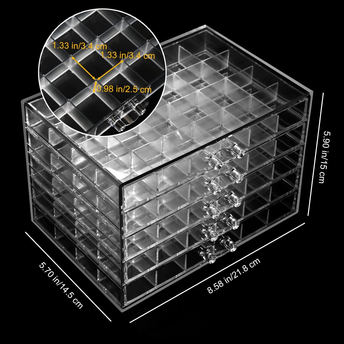 Guolich 5 Tier 120Lattice nail Organizers and Storage Clear Acrylic Nail Jewellery Accessories Storage Case Holder Shelves Display Mesa Para Manicura Profesional Nail Table