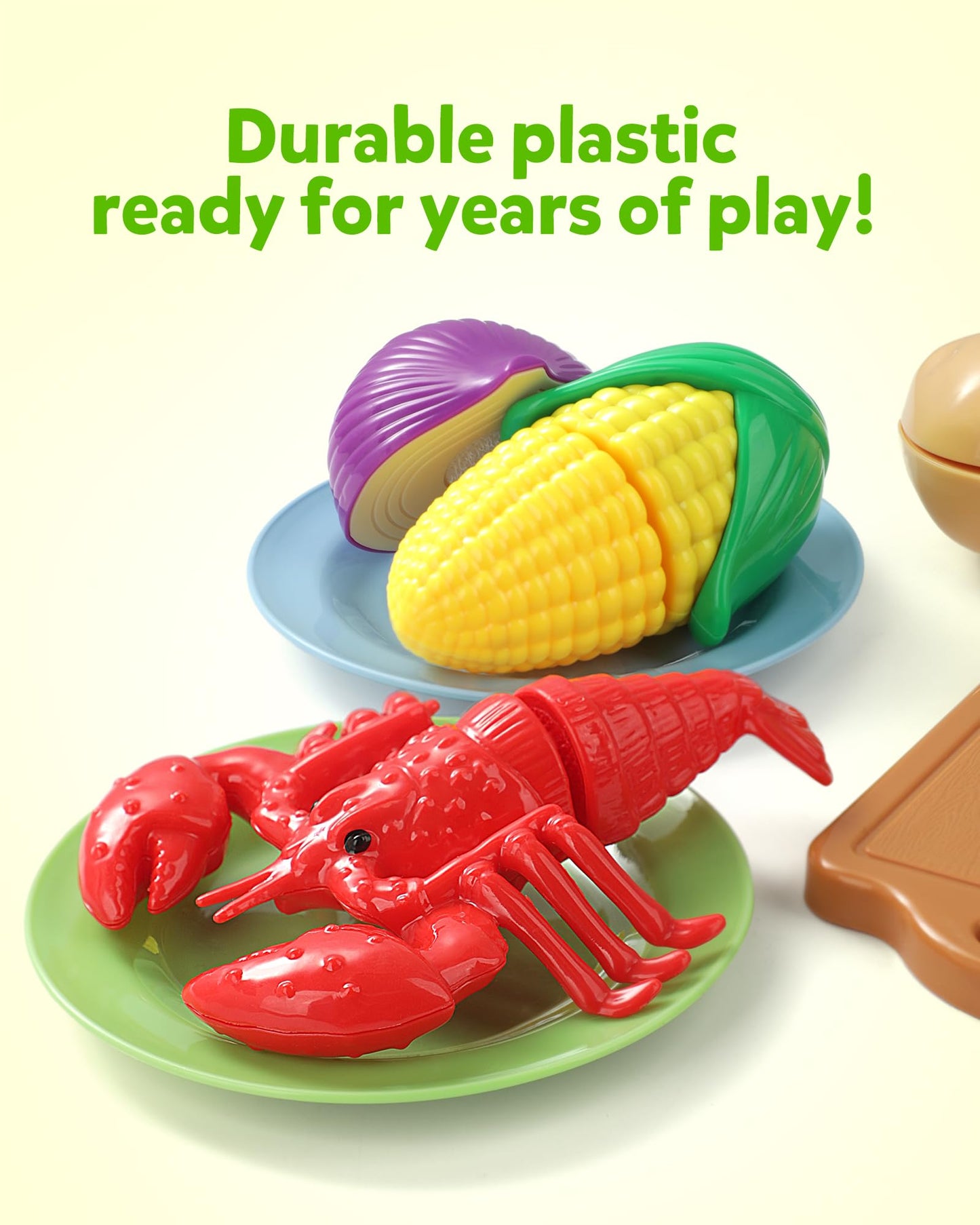 Coogam Pretend Play Food Set for Kids, Fake Fruits Meats Vegetables Balanced Meal Mixing and Cutting Toy, Play Kitchen Accessories with Shopping List, Educational Toy for 3 4 5 Years Old Kids