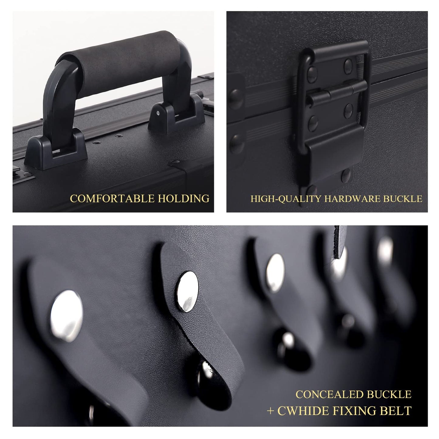 Kinglioncase Barber Case Clipper Bag Black, Hair Kit Tool Box Aluminum Organizer with Portable Handle and Secure Numlock for Scissors, Clippers, Barber Supplies 15.8" x 11" x 6.5"