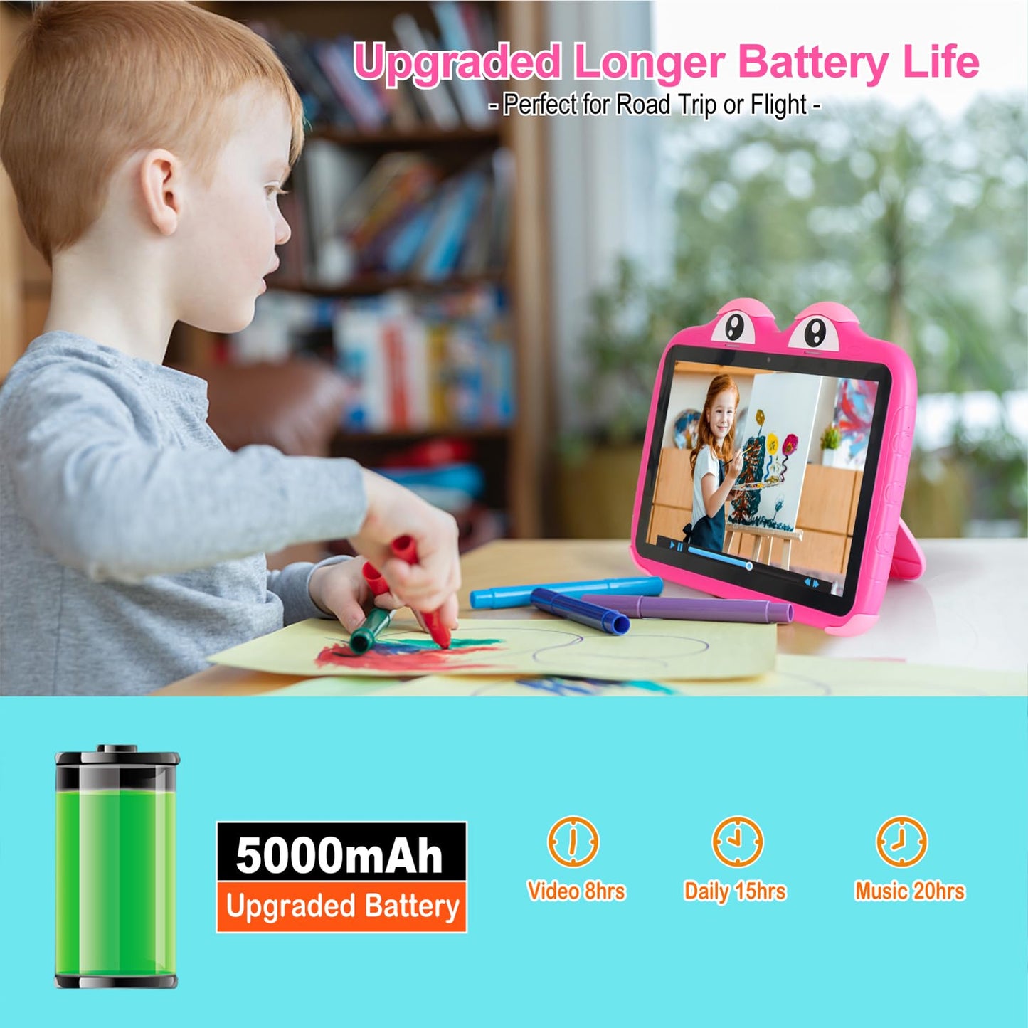 Kids Tablet 10.1 Inches Tablet for Kids, Android 11 64GB Kids Tablets with Case, Google Play, YouTube, Dual Camera, WiFi, Bluetooth, Apps Pre-Installed, Education, Parent Control Tablet (Pink)