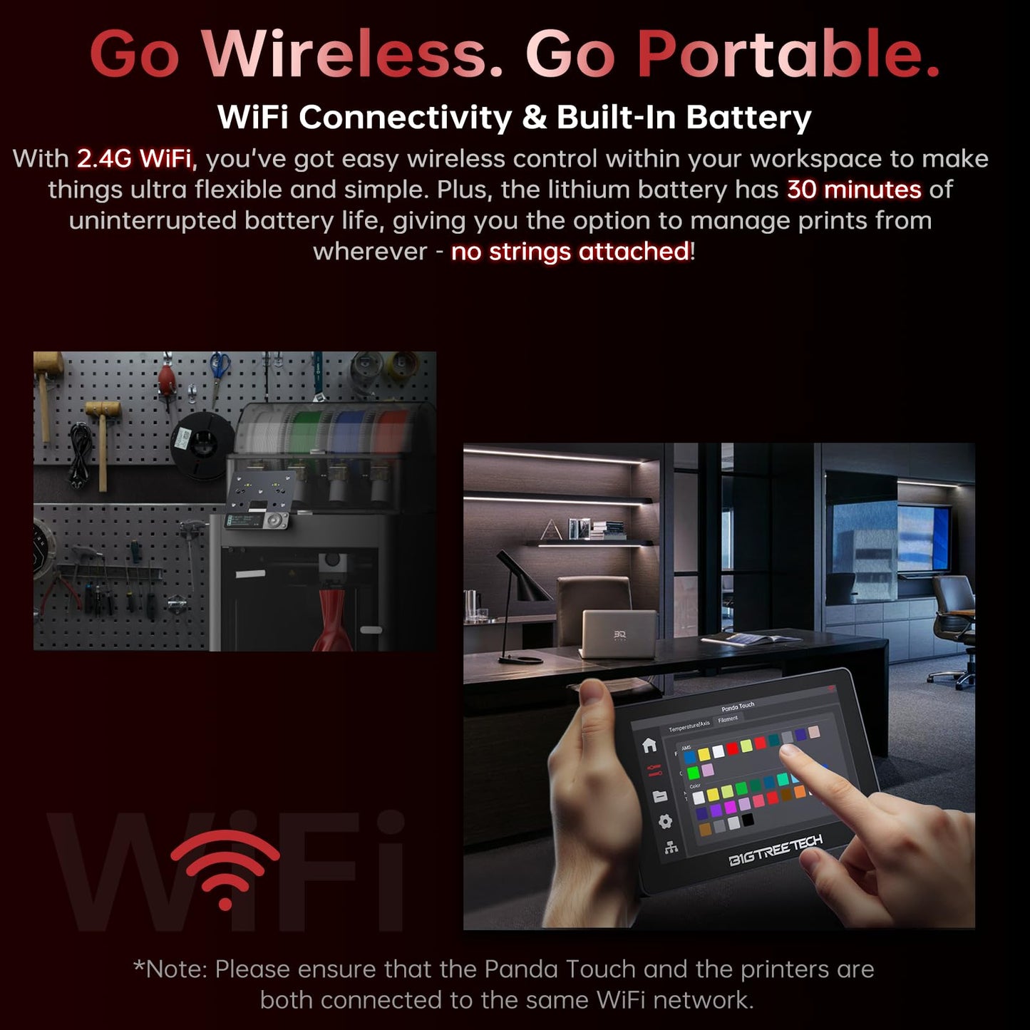 BIGTREETECH Panda Touch Compatible with Bambu-Lab P1P P1S X1C X1E A1 Mini 3D Printers Upgrade Touch Screen Kit Support Multi-Printers Management 2.4G WiFi Wireless Connection