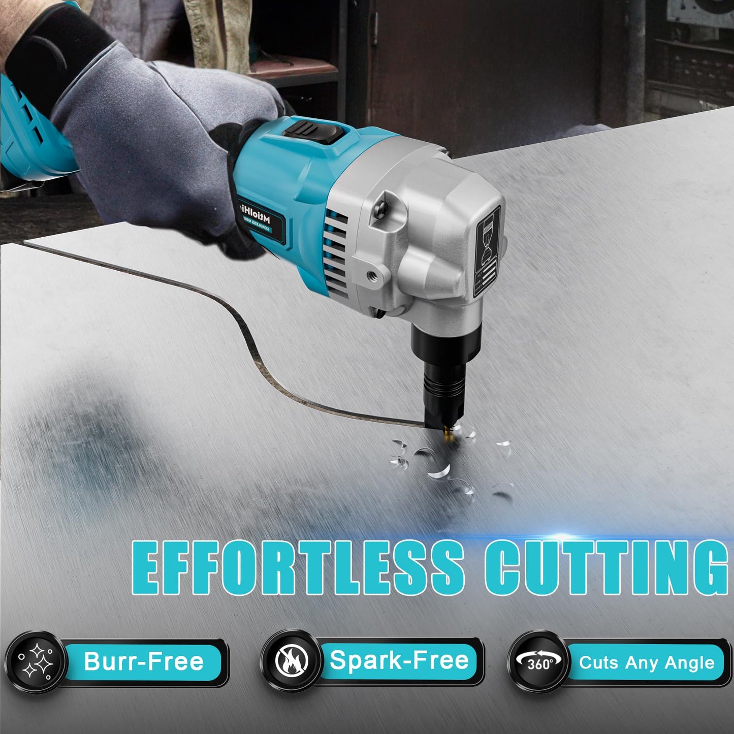 Cordless Metal Nibbler for Makita 18V Battery, 18-Gauge Electric Nibbler with Assist Handle & 2 Blades, 1900RPM Brushless Metal Cutter for Stainless Steel, No Battery