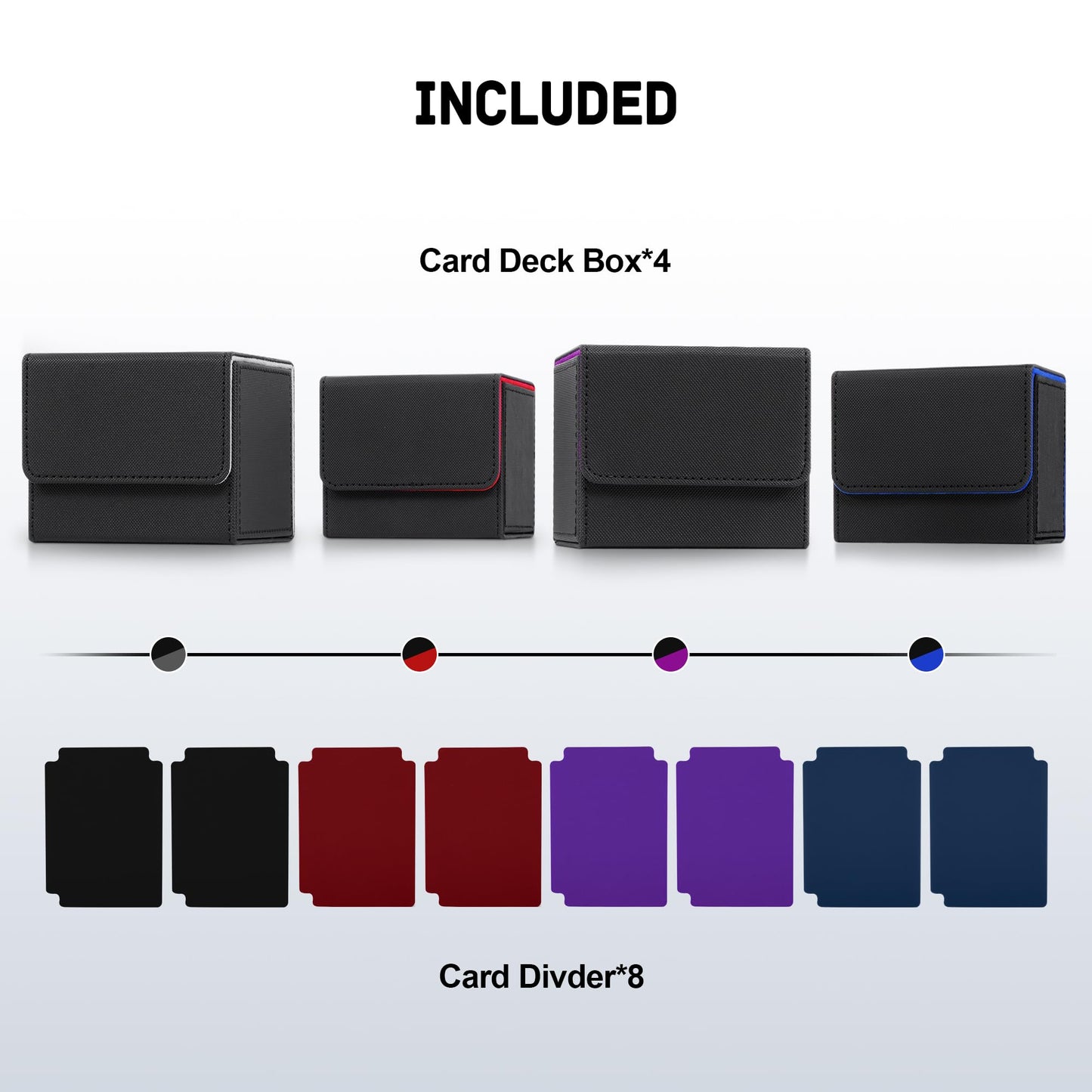 ZLCA Card Deck Box for Trading Cards, MTG Commander Deck Box Holds 120+ Single Sleeved, Leather Magnetic Card Storage Case Fits for TCG CCG Magic(Black Set)