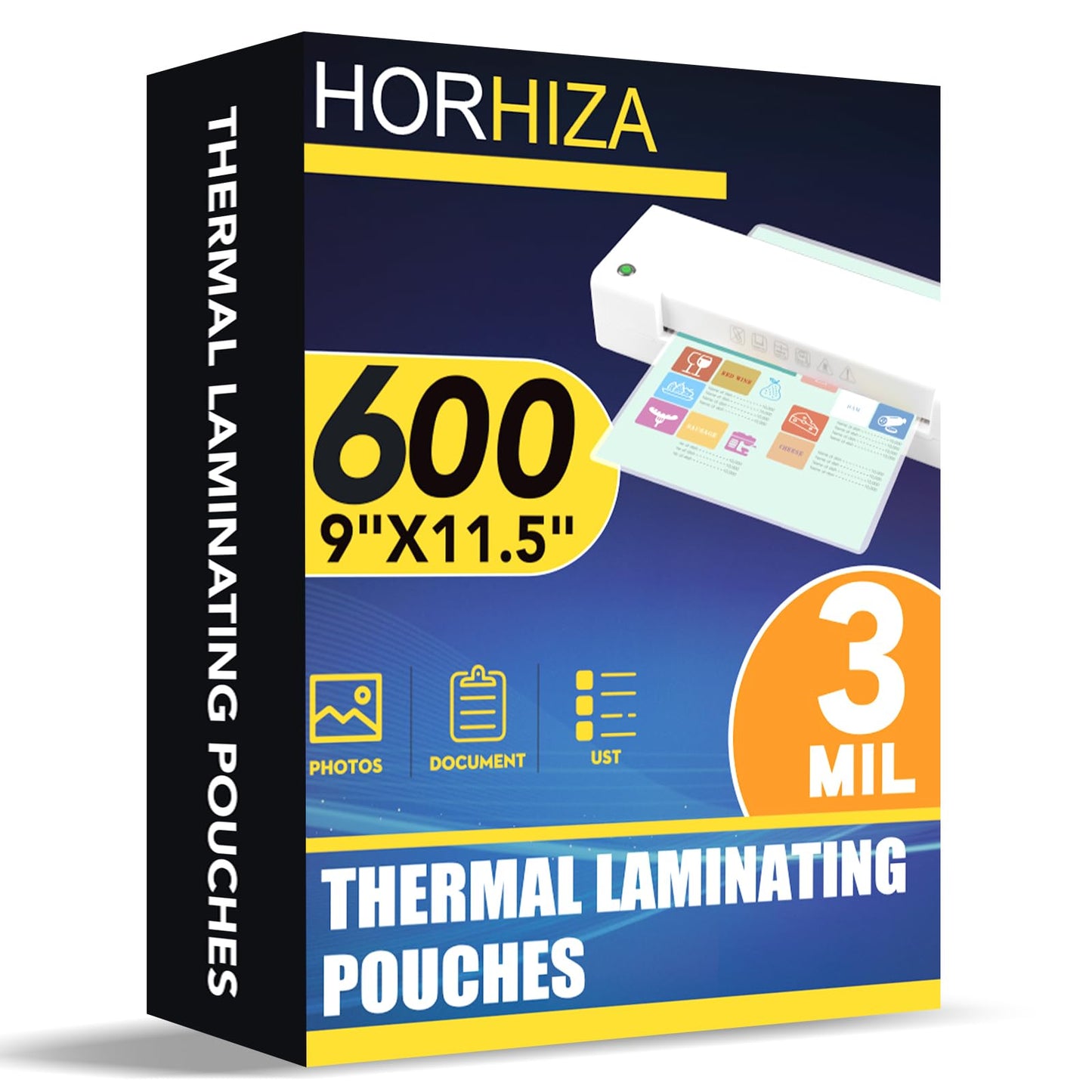 HORHIZA 600 Pack 3 Mil Laminating Sheets, Holds 8.5 x 11 Inch Sheets,9 x 11.5 Inches Thermal Laminating Pouches for Laminator, Clear, Letter Size, Office and School Supplies