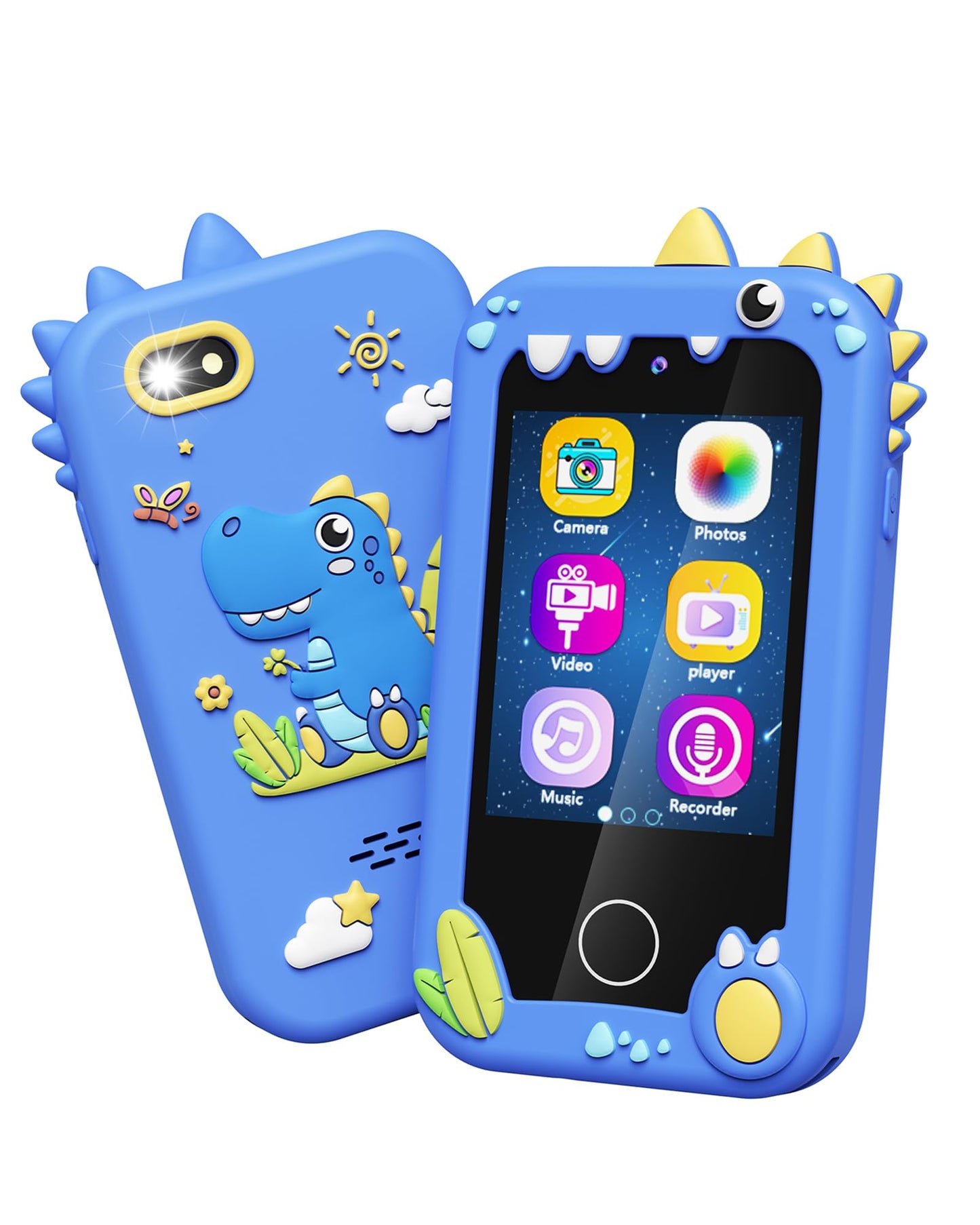 Kids Toy Smartphone, Gifts and Toys for Boys Ages 3-8 Years Old, Fake Play Toy Phone with Music Player Dual Camera Puzzle Games 8GB SD Card Touchscreen, Birthday, Kids Trip Activities