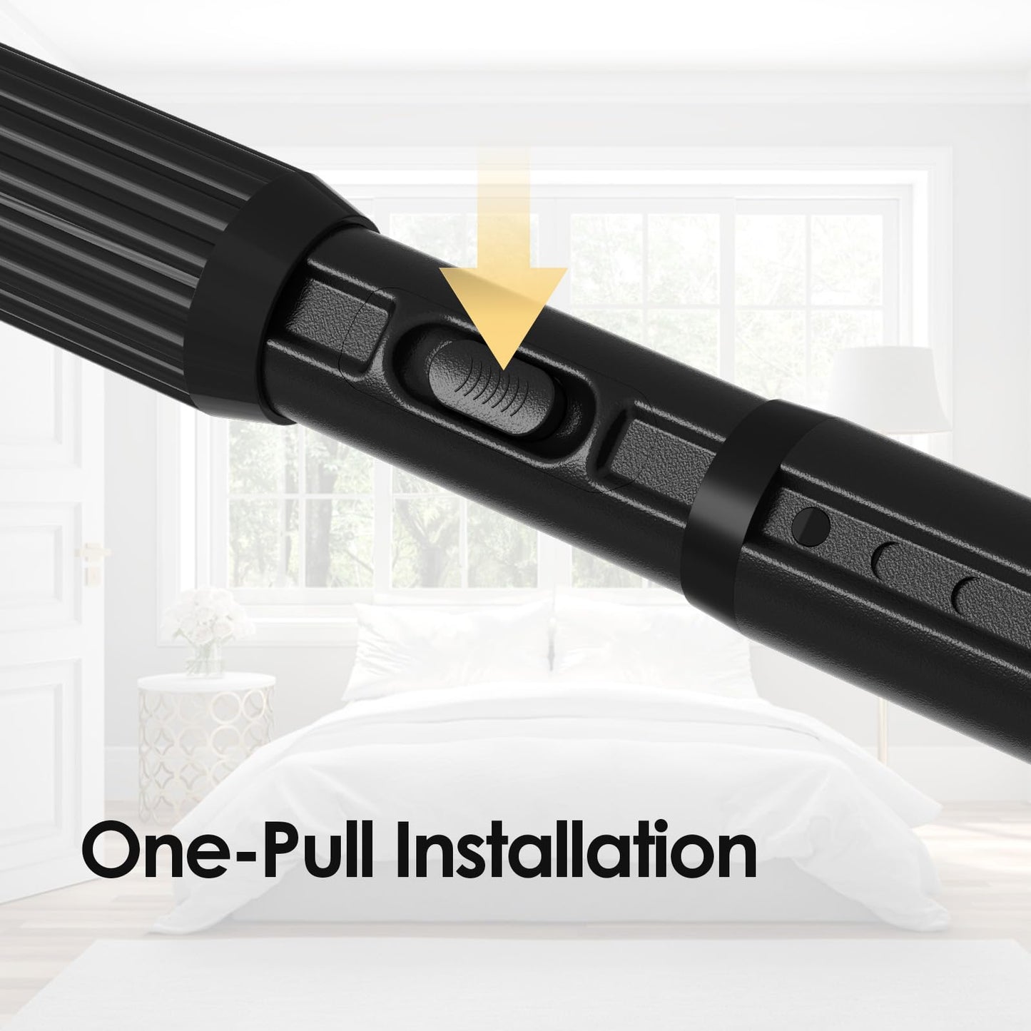 ZipGlo Black Tension Curtain Rod 41-126 In(4-10Ft), Extra Long Outdoor Curtain Rod No Drilling for Window or Bathroom Patio, Adjustable Heavy Duty Shower Rod,Rod Diameter 1.26In (2Pack)