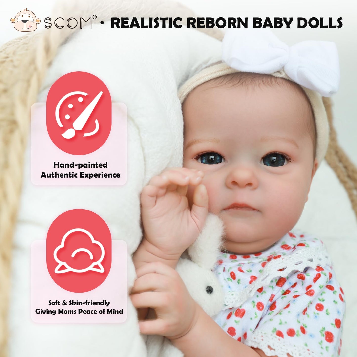 SCOM Realistic Reborn Baby Dolls Tink - 16 Inch Vinyl Preemie Baby Doll, Poseable Real Life Baby Girls Dolls with Soft Weighted Cloth Body Newborn Baby Doll Gift Toy for Boy or Girl Ages 3+