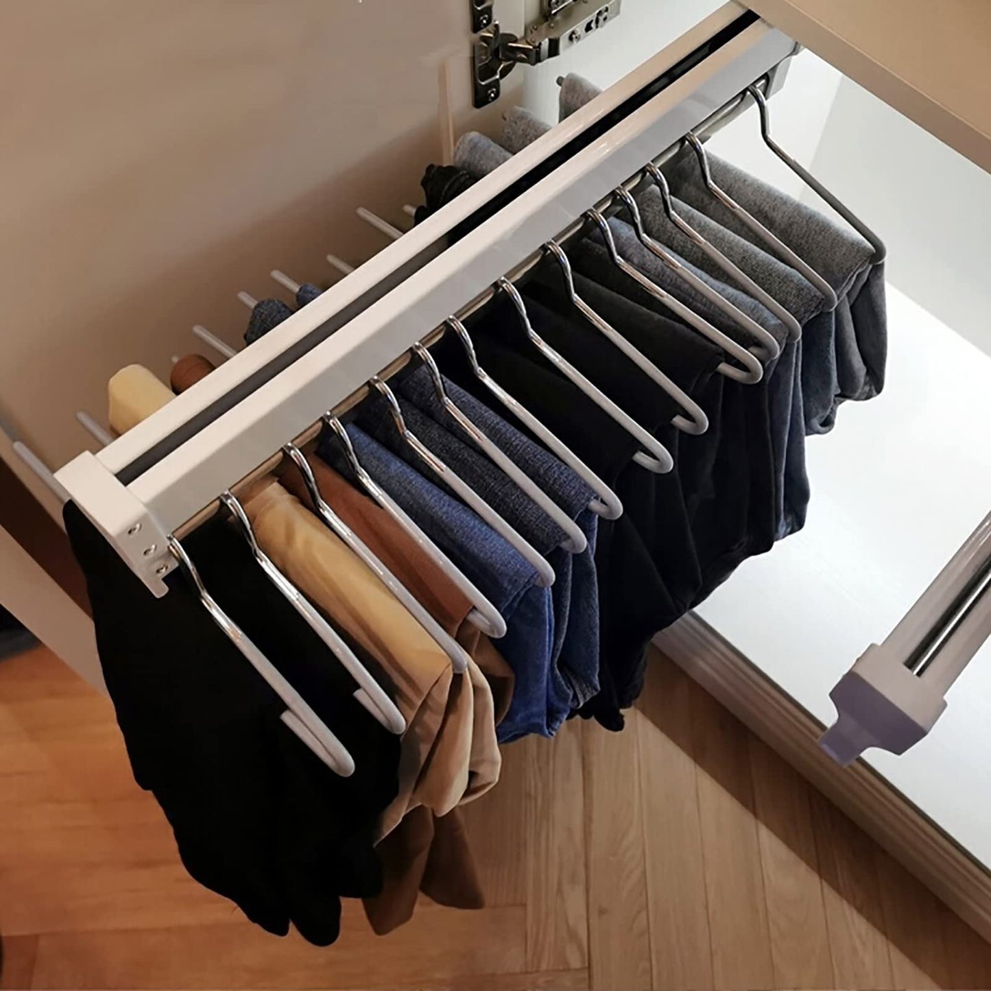 MAFAGE Pull Out Closet Valet Rod, Adjustable Sliding Heavy Duty Steel Top Mounted Clothes Storage Hanger Rail for Closet Wardrobe (347mm/13.7inch)