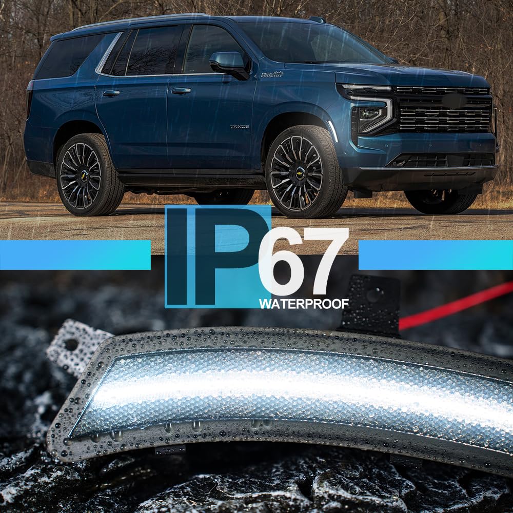NJSBYL 2pcs Yukon LED Side Marker Light Fit 2025 2026 Chevy Tahoe GMC Yukon XL Suburban Front Bumper Fender Sidemarker Lamp Xenon White Escalade ESV Full LED Turn Signal Light Kit Smoke Lens Assembly