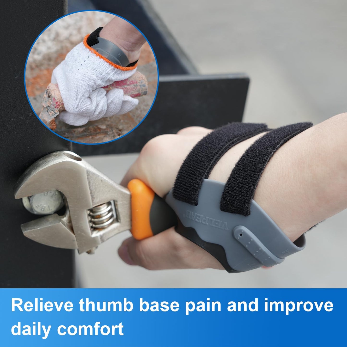 Velpeau CMC Joint Thumb Arthritis Support Brace - Soft & Hard Plastic Compose - with Thumb Compression Sleeve, Stabilizes Thumb CMC Joint Without Limiting Hand Function (Black, Right - Medium)