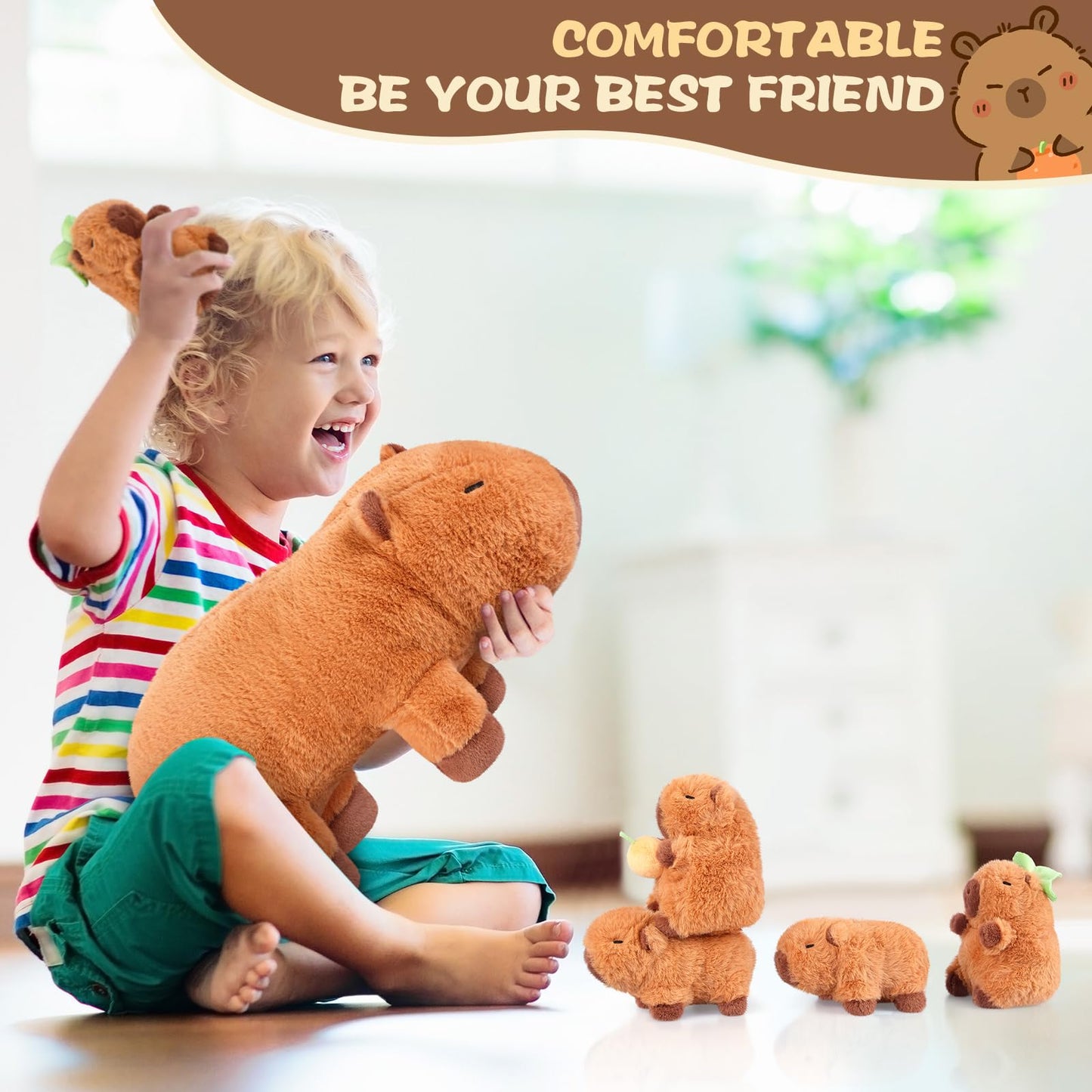 SuzziPals 5-in-1 Mommy Plush Toys with Baby Plushies, 5pcs Set Stuffed Animal Surprise Inside, Soft & Squishy Pillow Plushies Decor, Cuddly Gifts for Kids & Adults